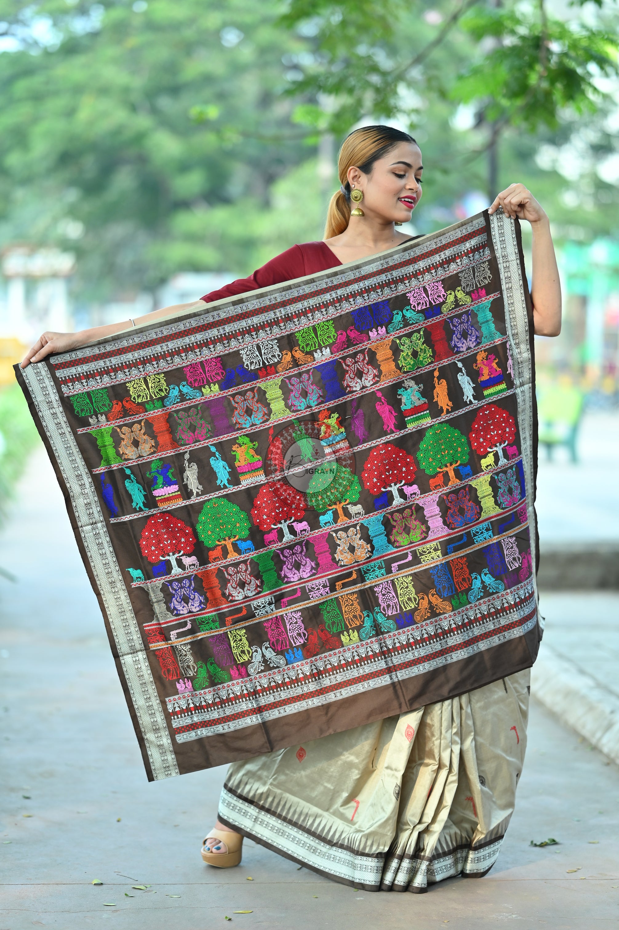 Grey Rasleela Exclusive Sambalpuri Silk Saree