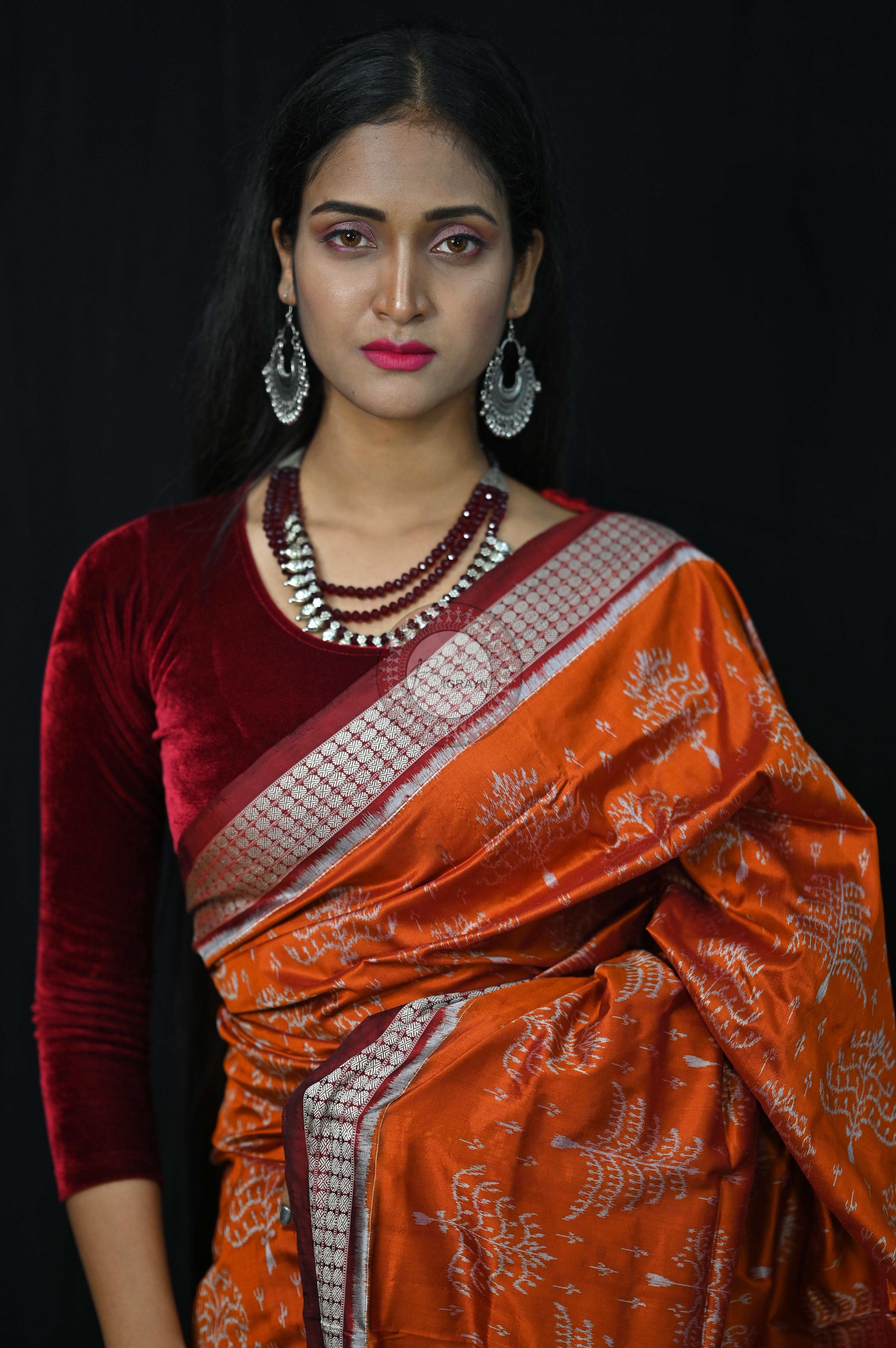 Mustard Trees Sambalpuri Silk Saree