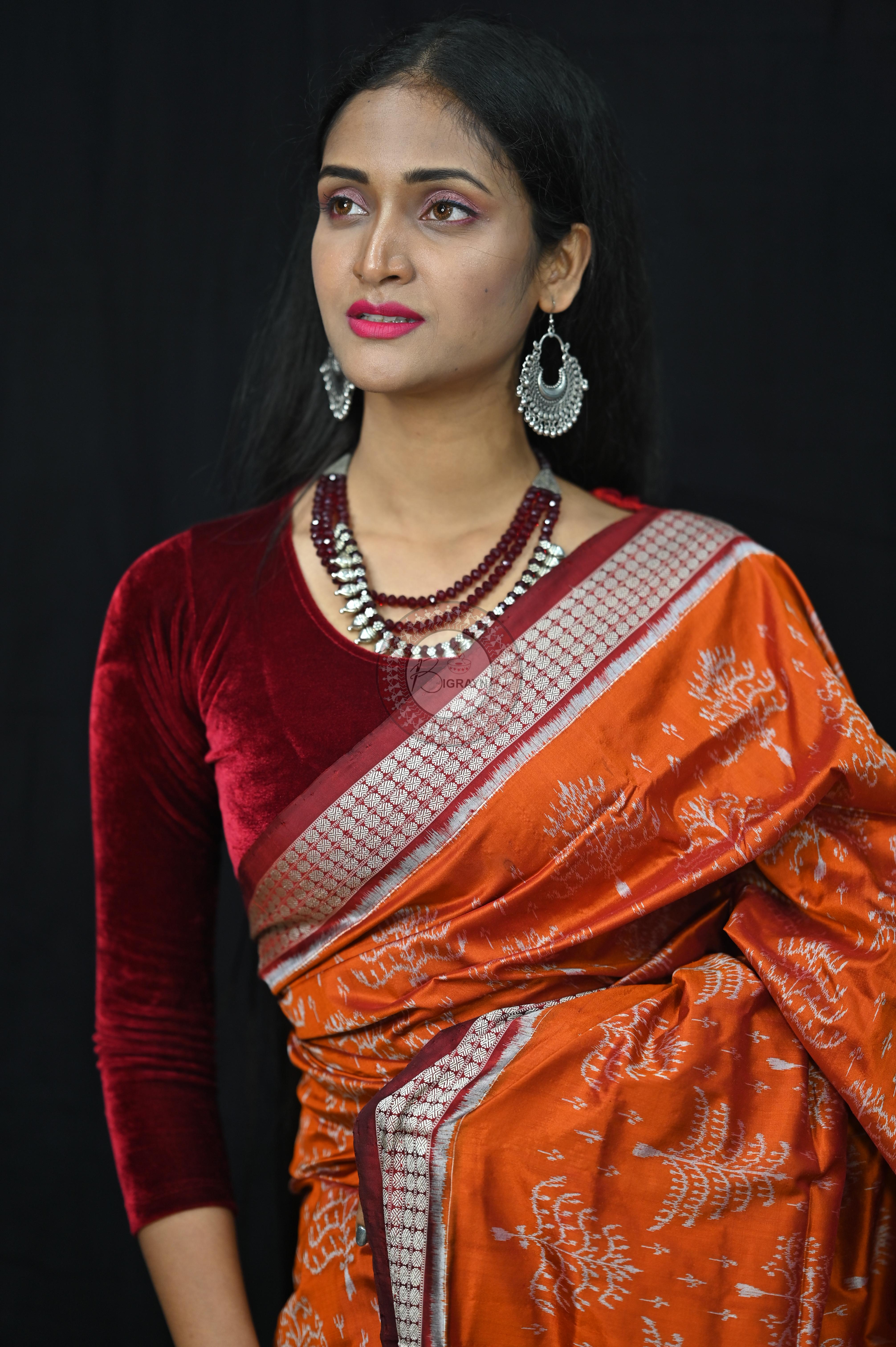 Mustard Trees Sambalpuri Silk Saree