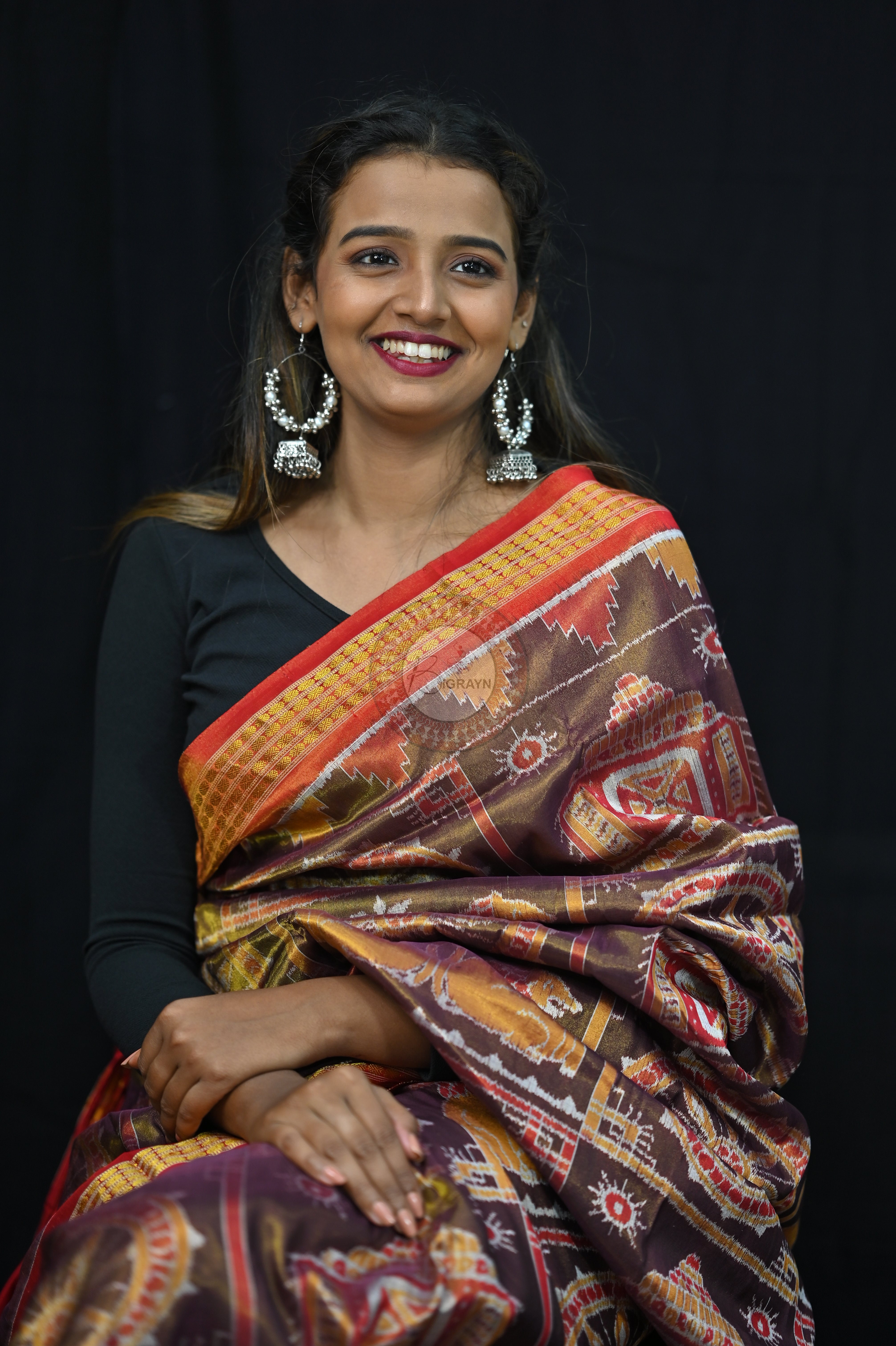 "Odisha Handloom Tissue Silk Saree with shimmering texture, elegant zari border, and lightweight drape, handcrafted by artisans"