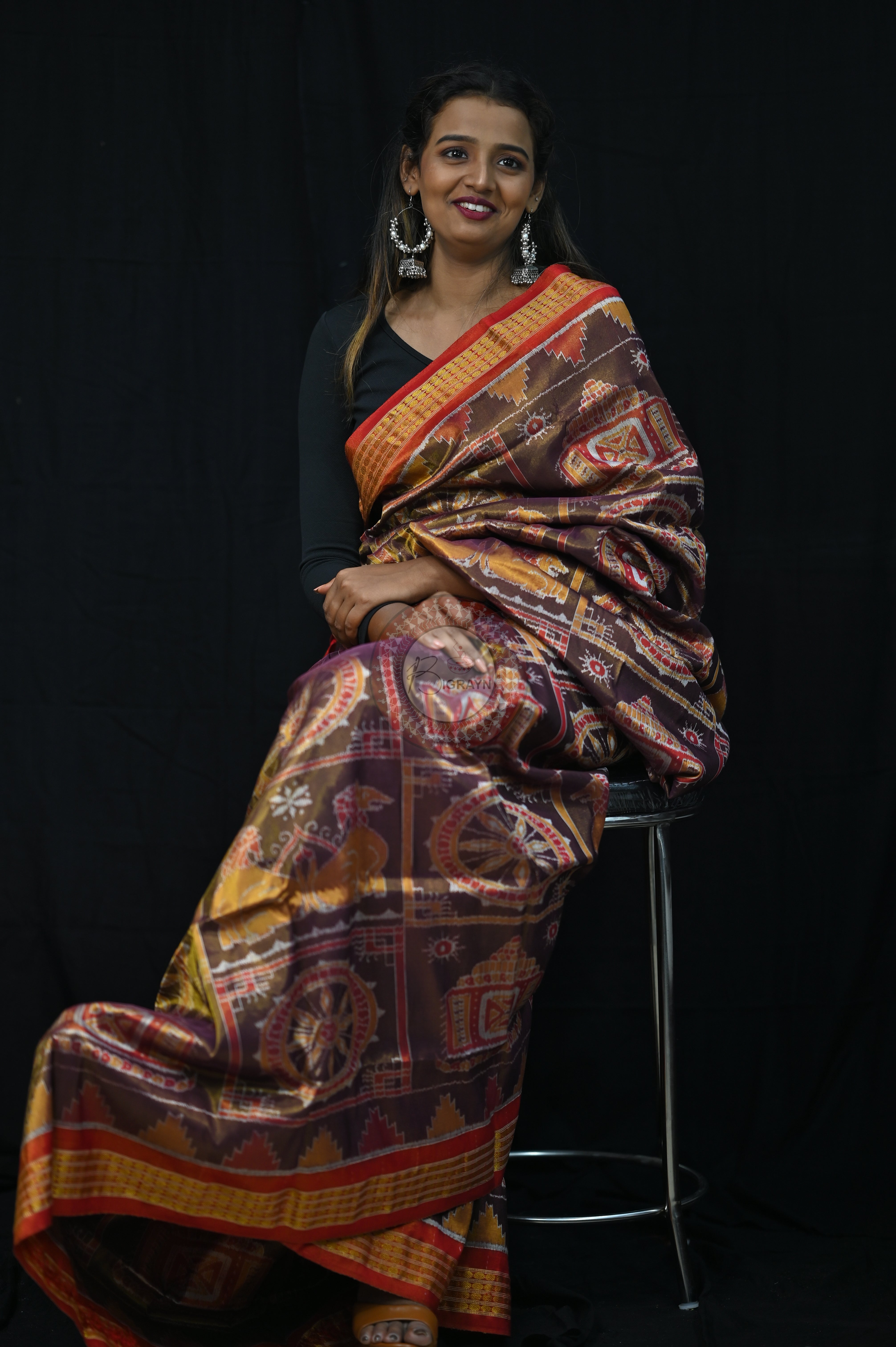 "Odisha Handloom Tissue Silk Saree with shimmering texture, elegant zari border, and lightweight drape, handcrafted by artisans"
