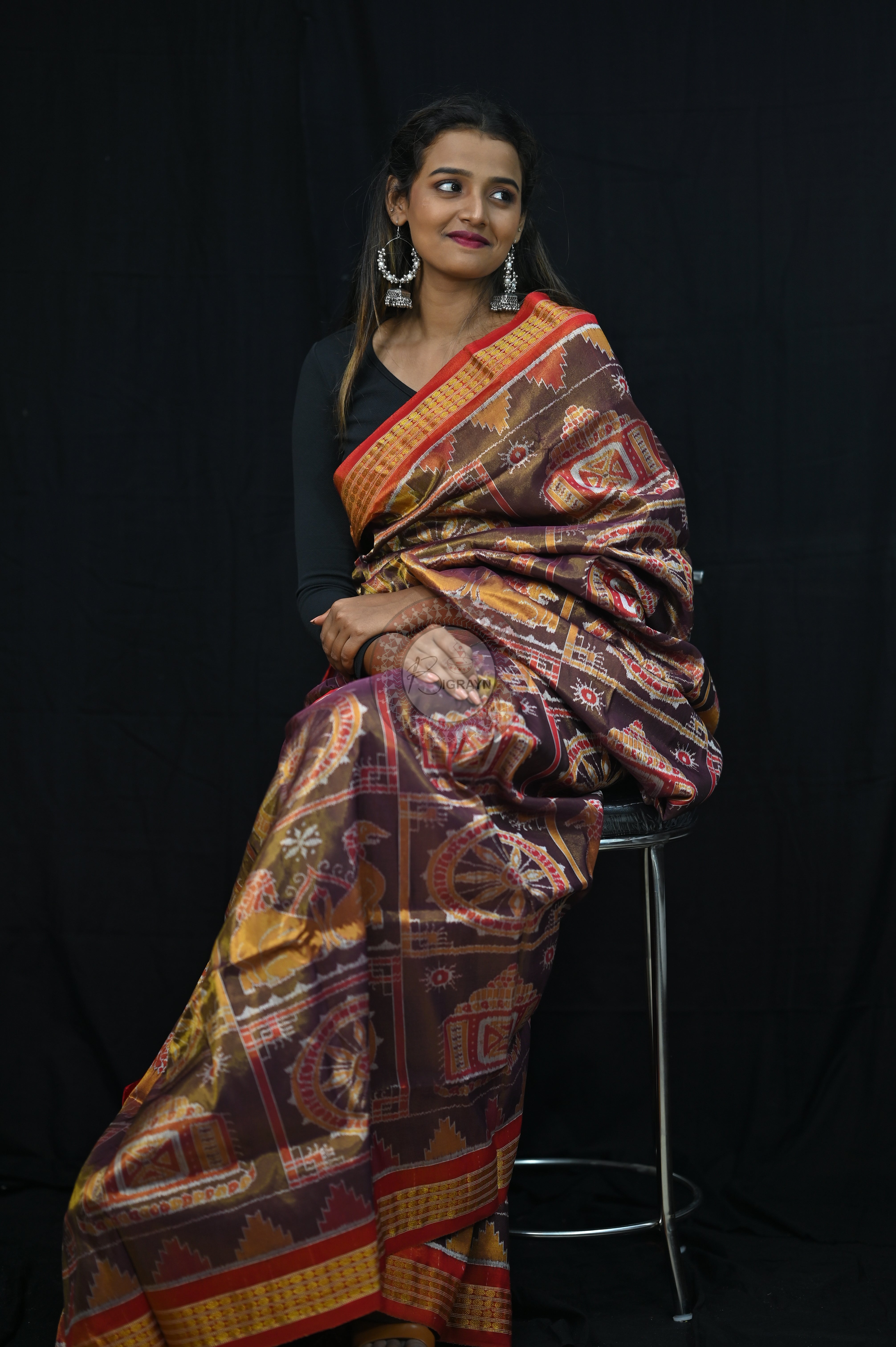 "Odisha Handloom Tissue Silk Saree with shimmering texture, elegant zari border, and lightweight drape, handcrafted by artisans"