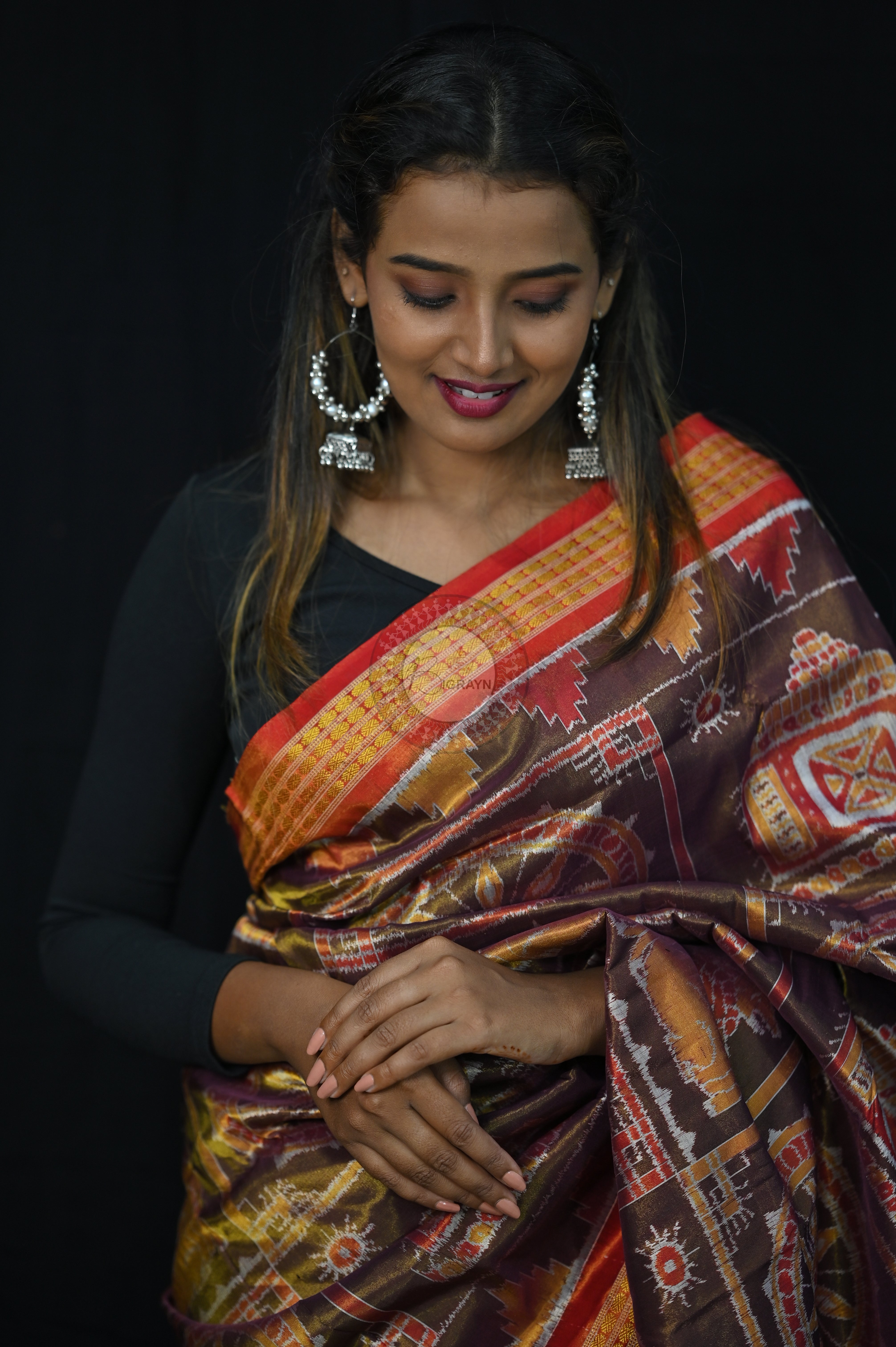 "Odisha Handloom Tissue Silk Saree with shimmering texture, elegant zari border, and lightweight drape, handcrafted by artisans"