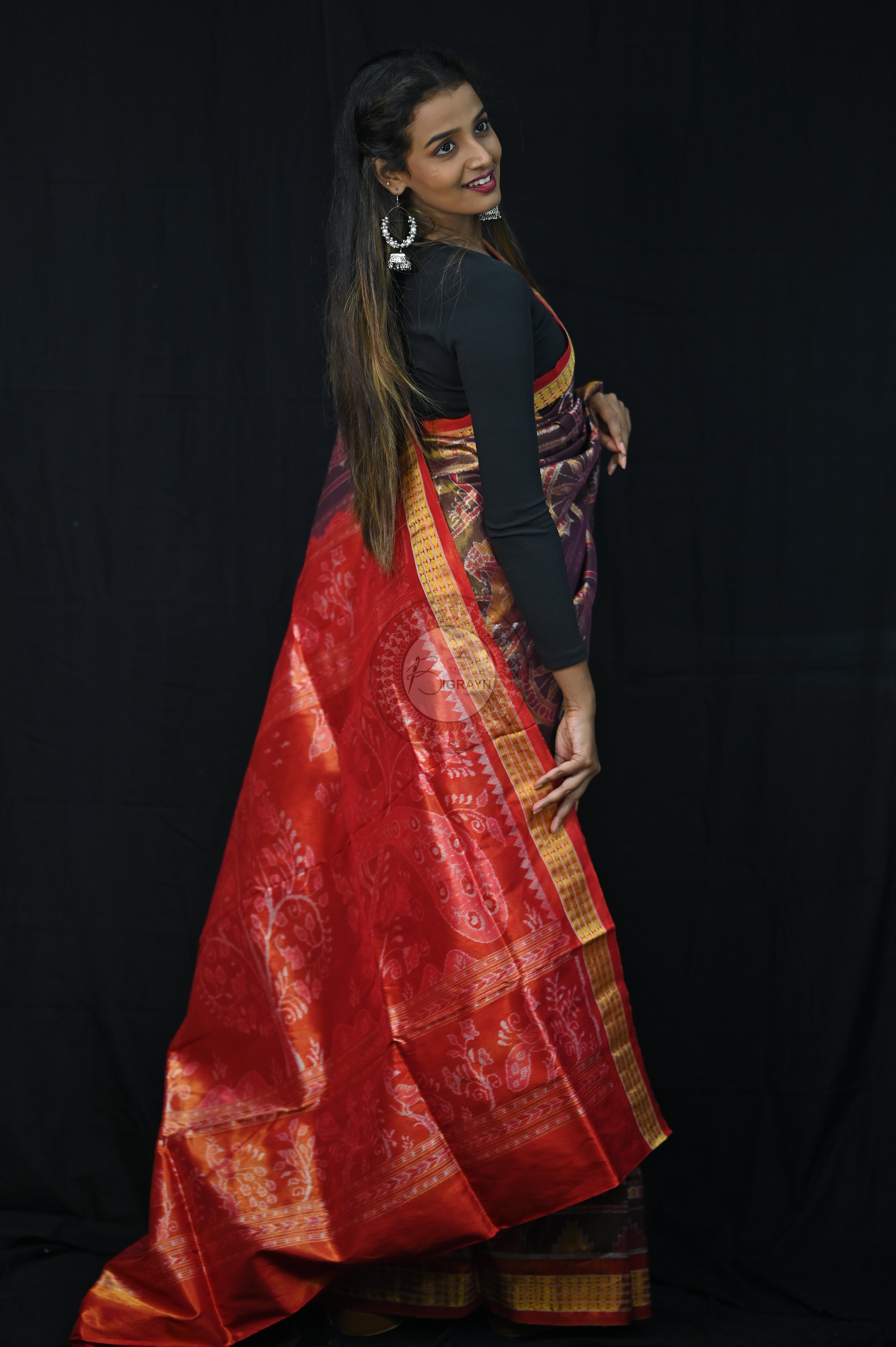 "Odisha Handloom Tissue Silk Saree with shimmering texture, elegant zari border, and lightweight drape, handcrafted by artisans"