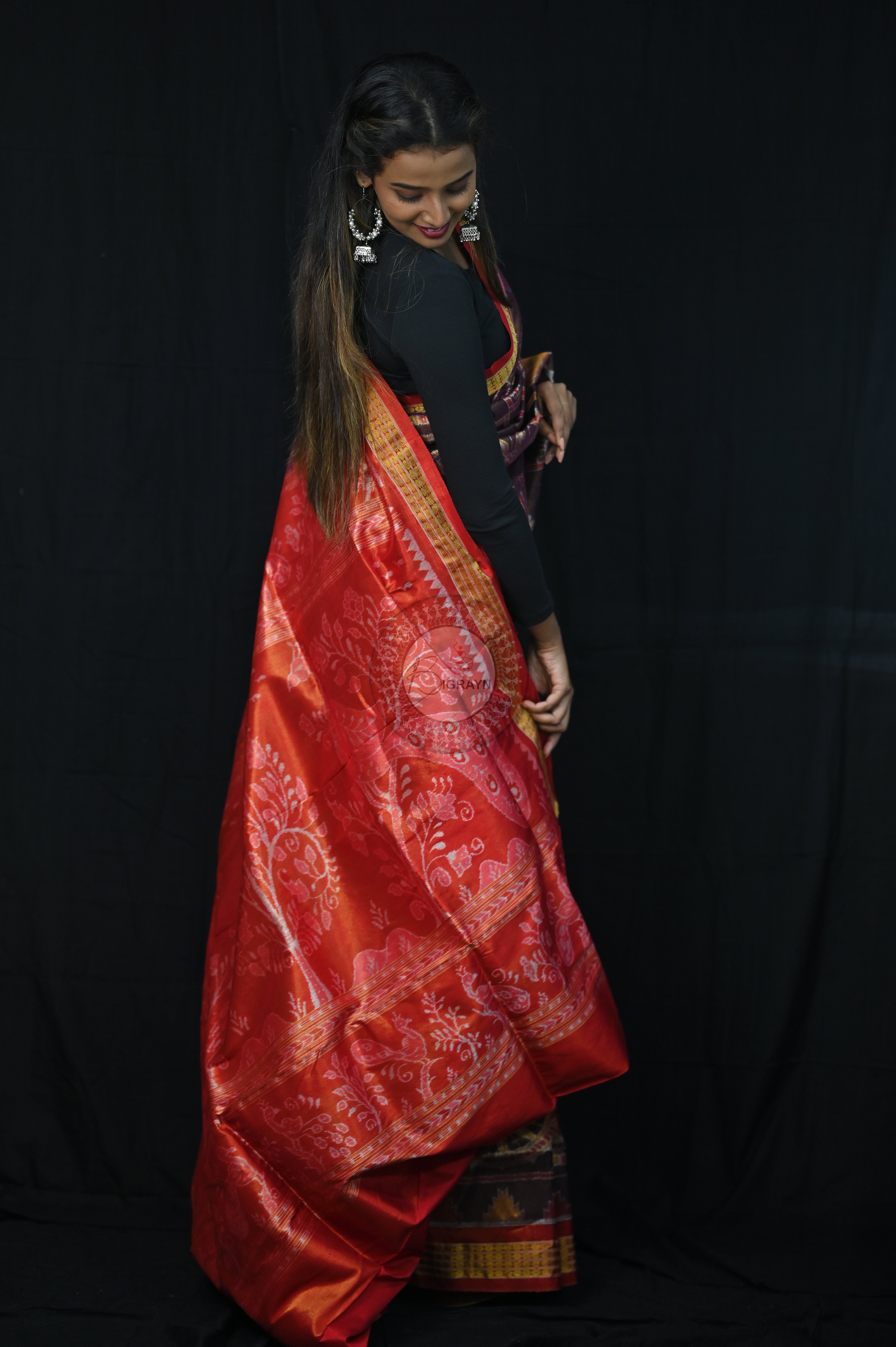 "Odisha Handloom Tissue Silk Saree with shimmering texture, elegant zari border, and lightweight drape, handcrafted by artisans"