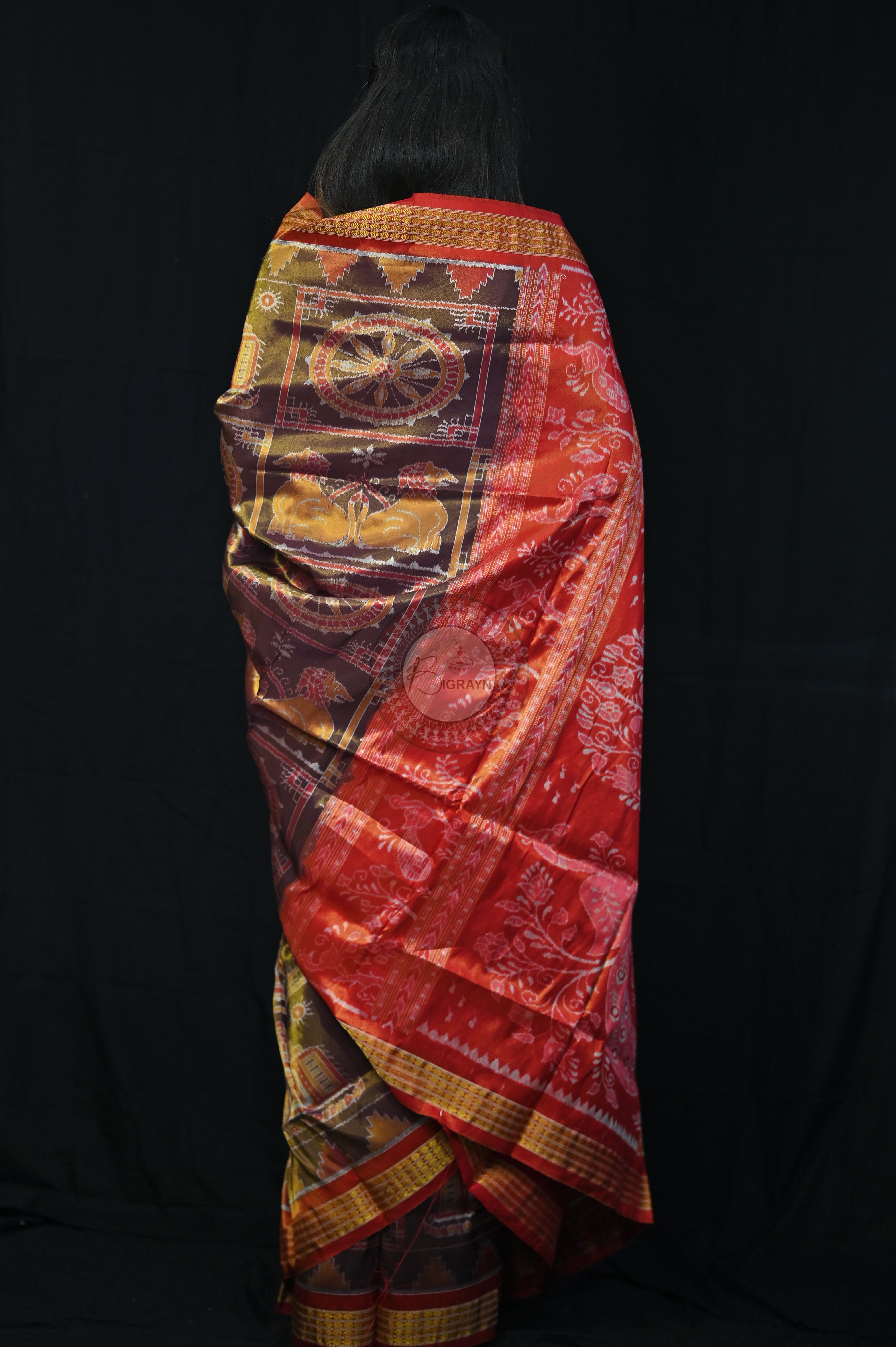 "Odisha Handloom Tissue Silk Saree with shimmering texture, elegant zari border, and lightweight drape, handcrafted by artisans"