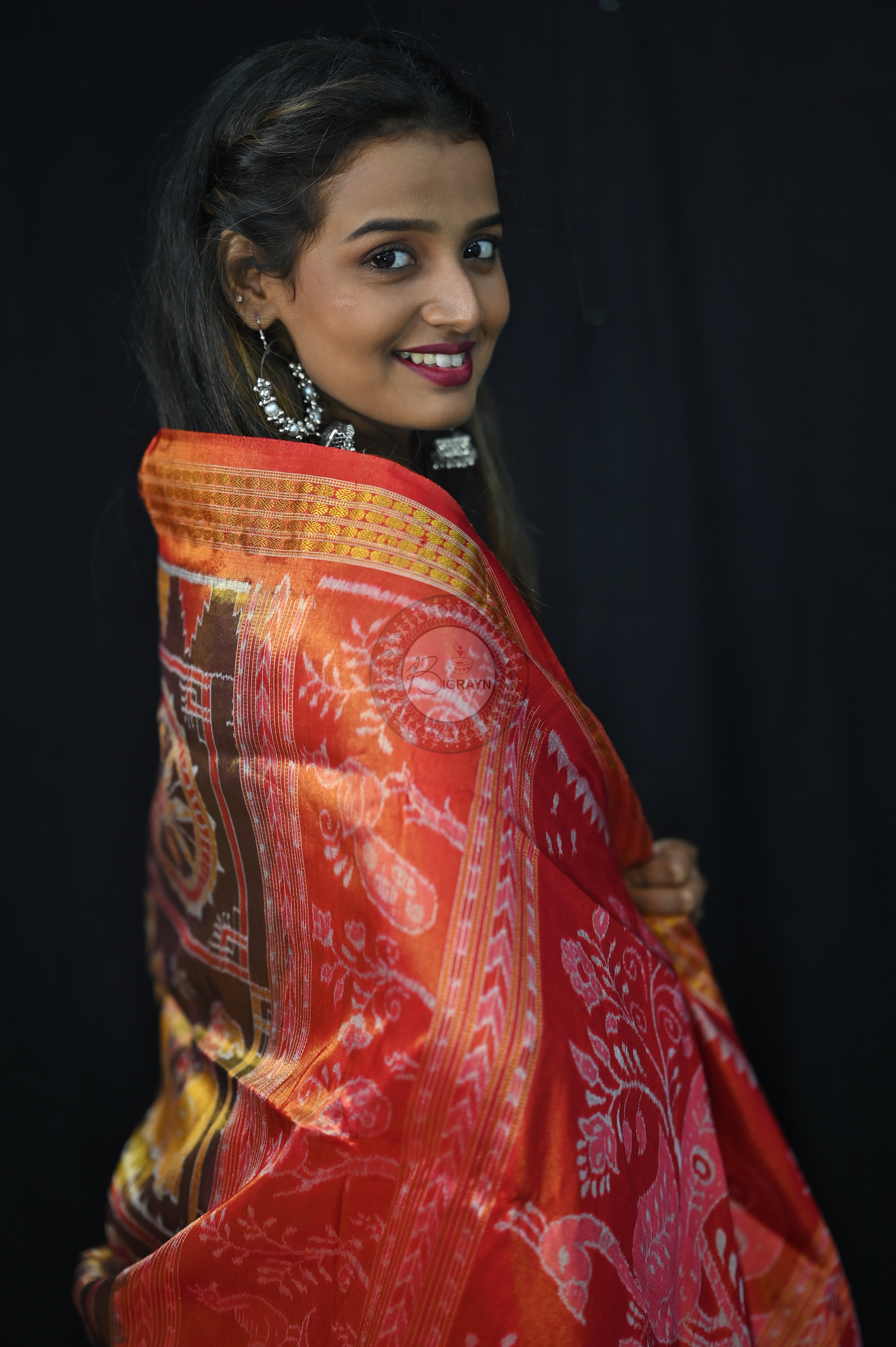 "Odisha Handloom Tissue Silk Saree with shimmering texture, elegant zari border, and lightweight drape, handcrafted by artisans"