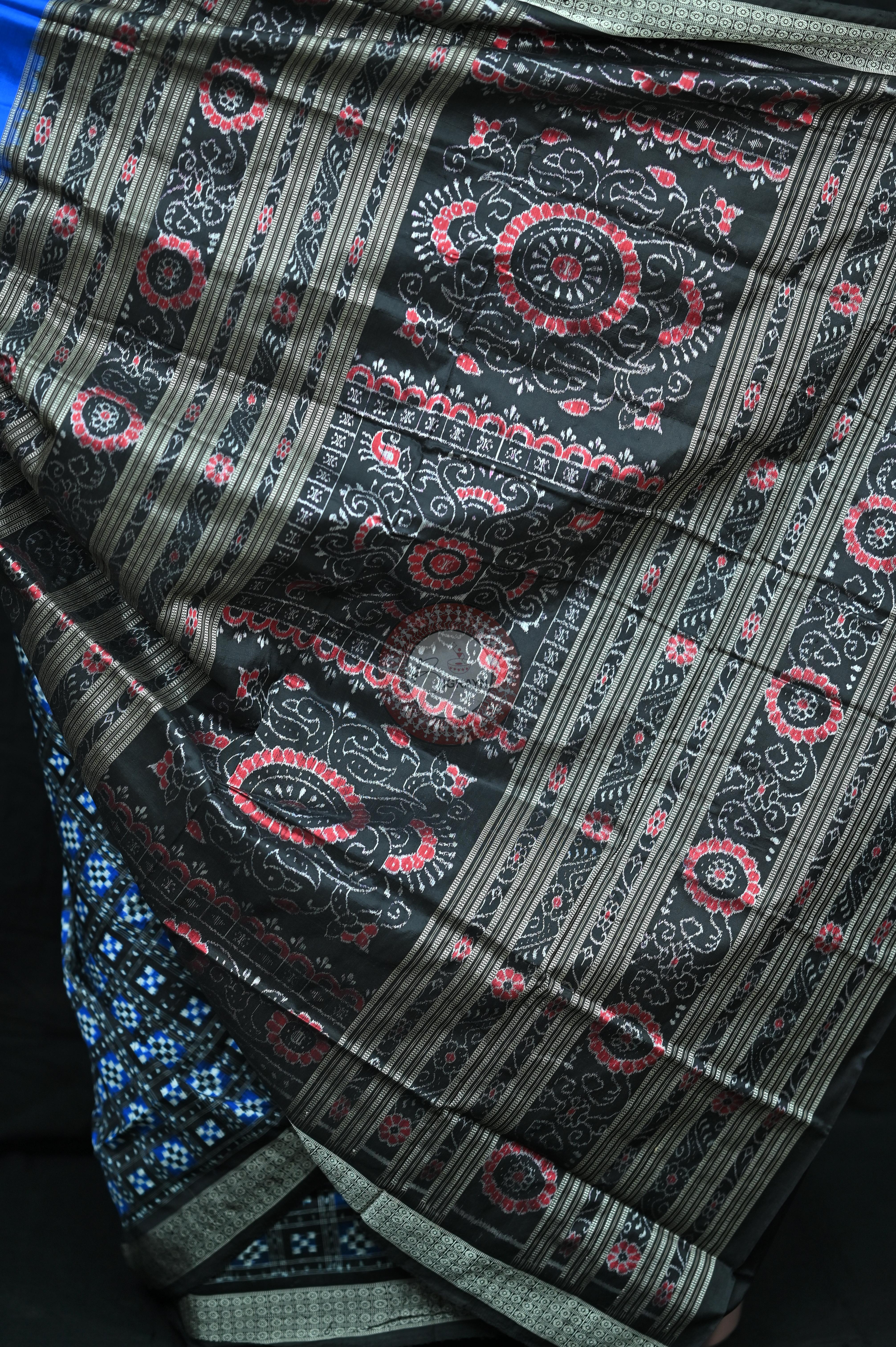 Blue Black Half Pasapalli Sambalpuri Silk Saree