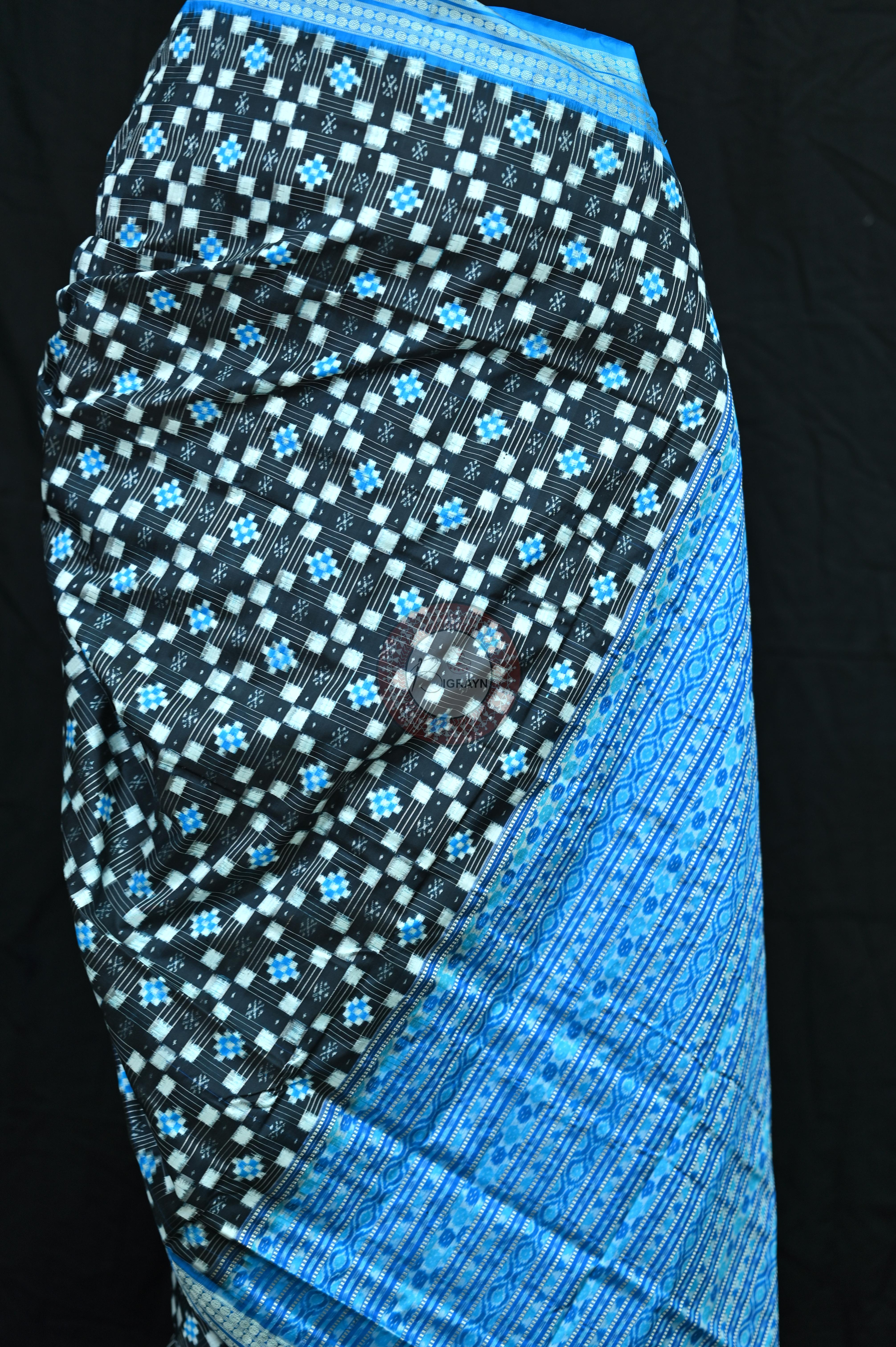 Black Copper Sulphate Small Pasapali Sambalpuri Silk Saree