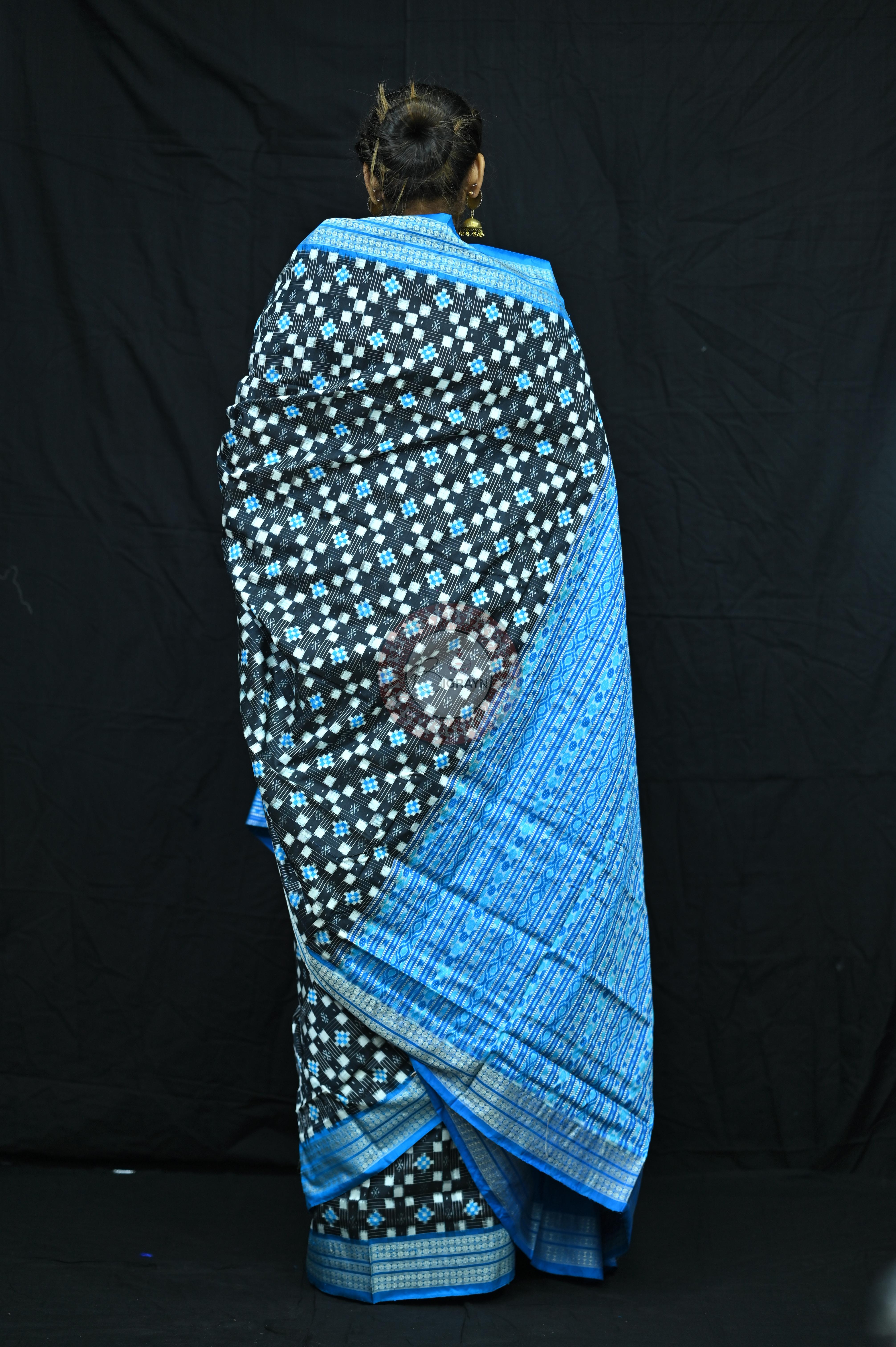 Black Copper Sulphate Small Pasapali Sambalpuri Silk Saree