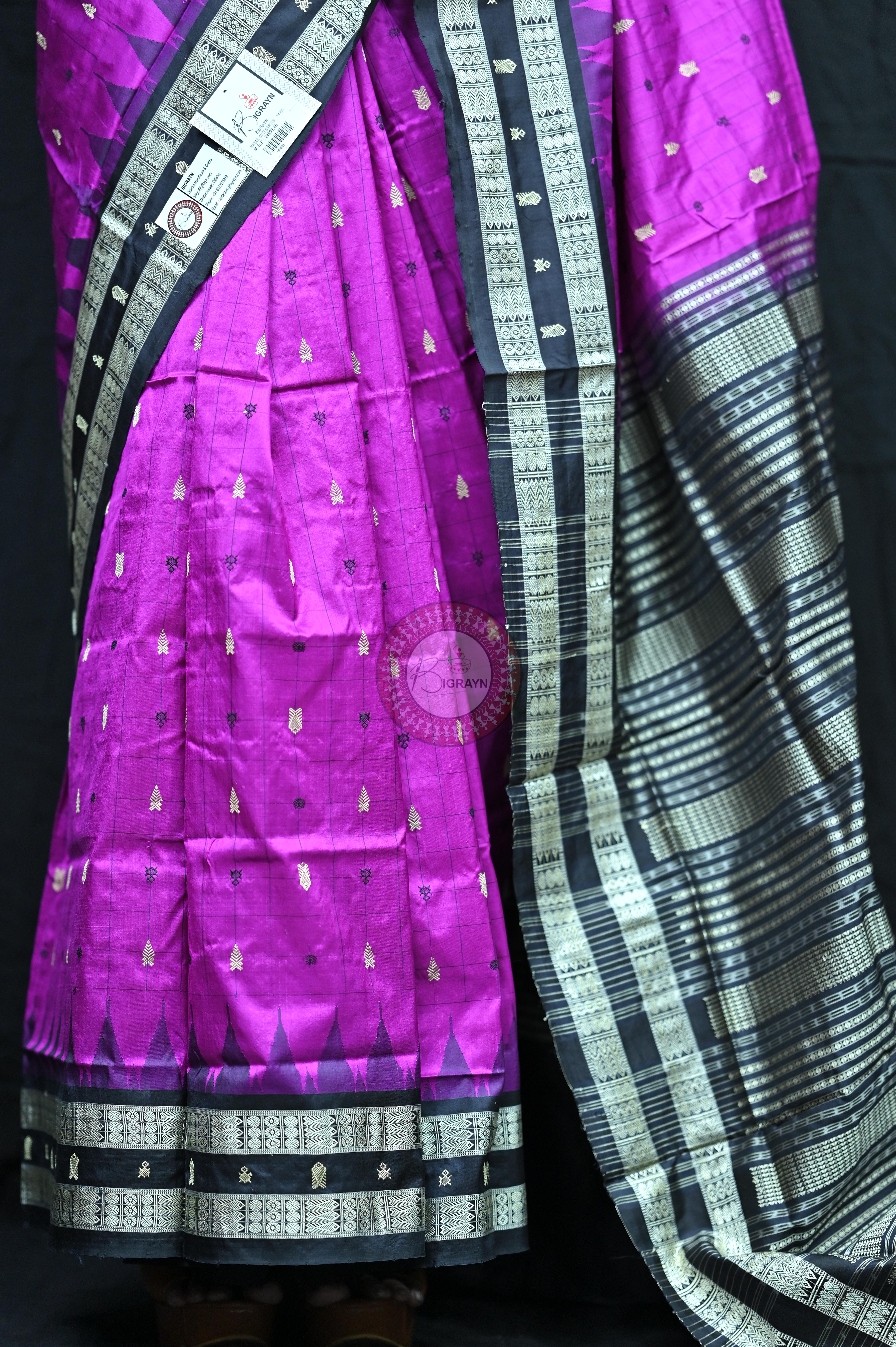 "Odisha Handloom Hazarbuti Bomkai Silk Saree with thousand buti motifs, intricate pallu design, and rich traditional craftsmanship"