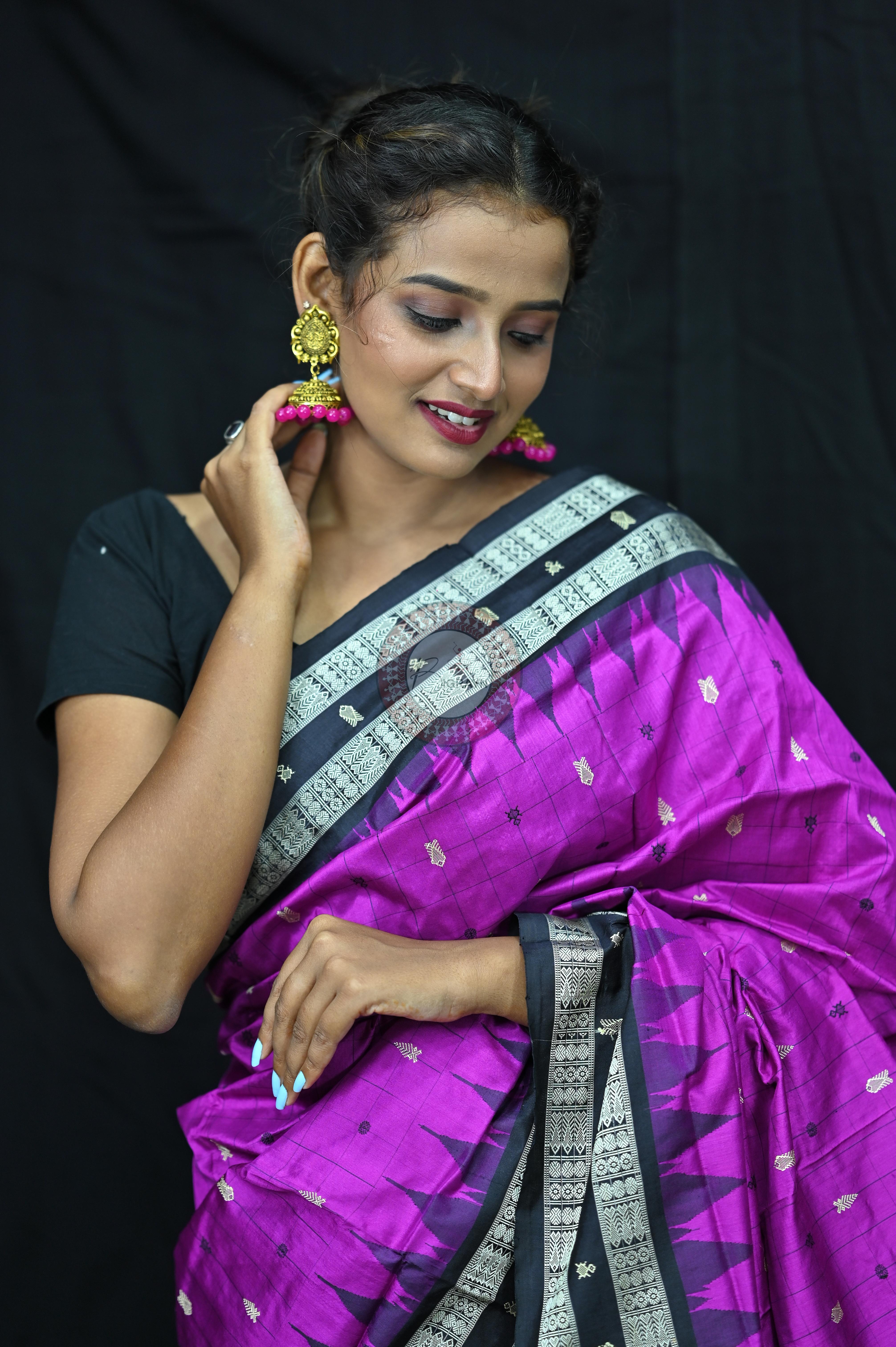 "Odisha Handloom Hazarbuti Bomkai Silk Saree with thousand buti motifs, intricate pallu design, and rich traditional craftsmanship"