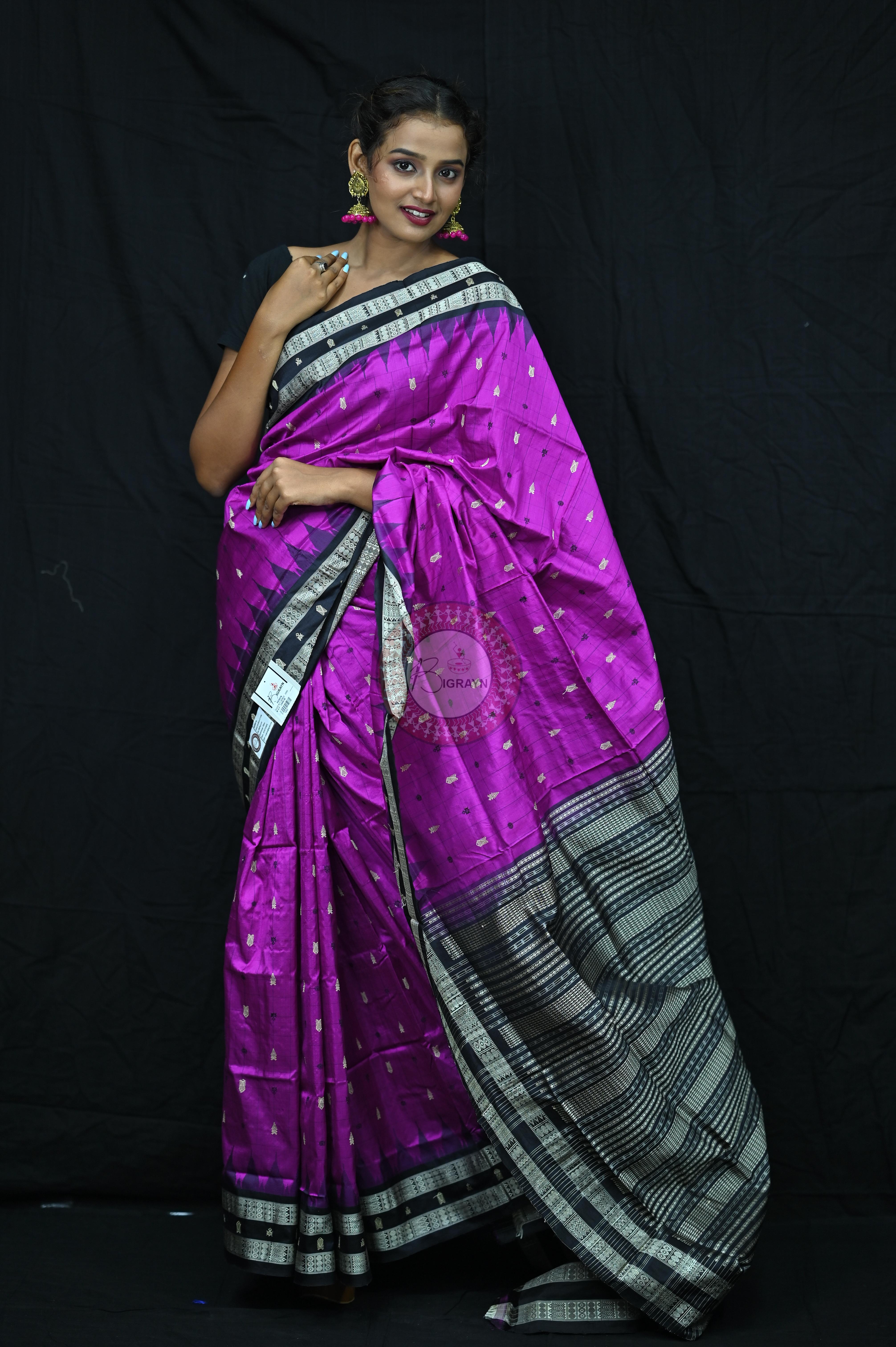 "Odisha Handloom Hazarbuti Bomkai Silk Saree with thousand buti motifs, intricate pallu design, and rich traditional craftsmanship"
