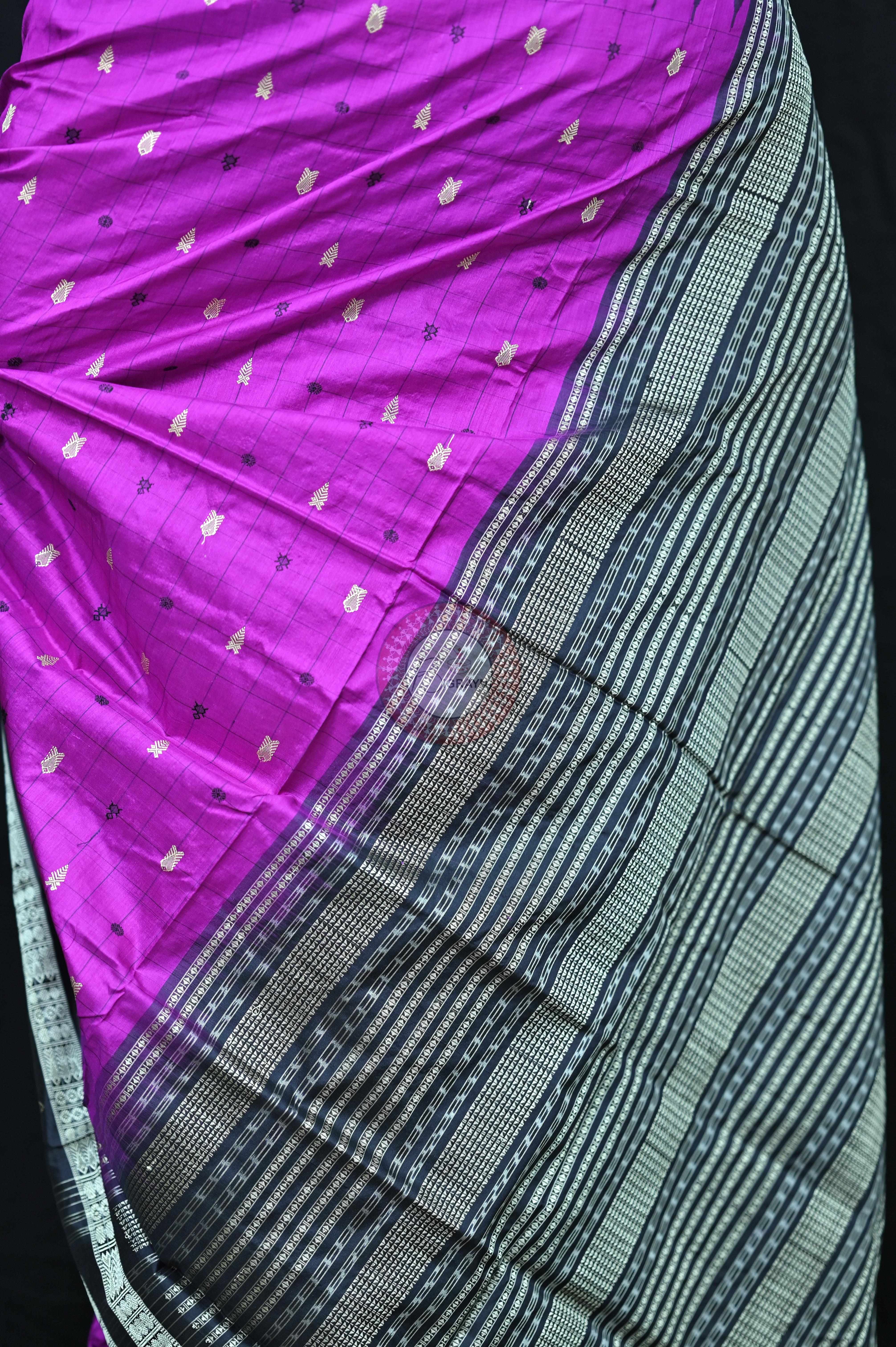 "Odisha Handloom Hazarbuti Bomkai Silk Saree with thousand buti motifs, intricate pallu design, and rich traditional craftsmanship"