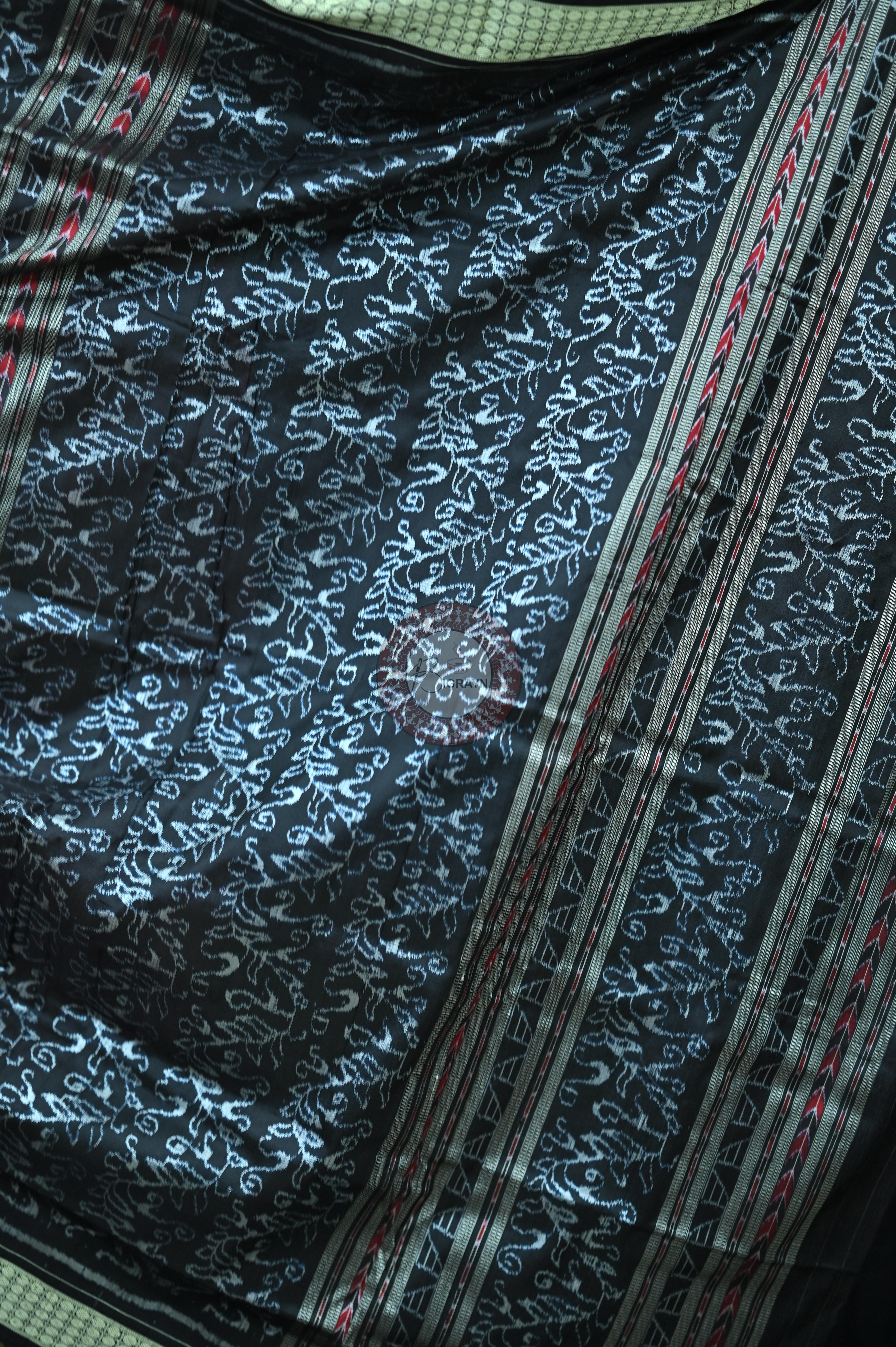 Red Sambalpuri Parsley (Ambua Patta) Sambalpuri Silk Sare