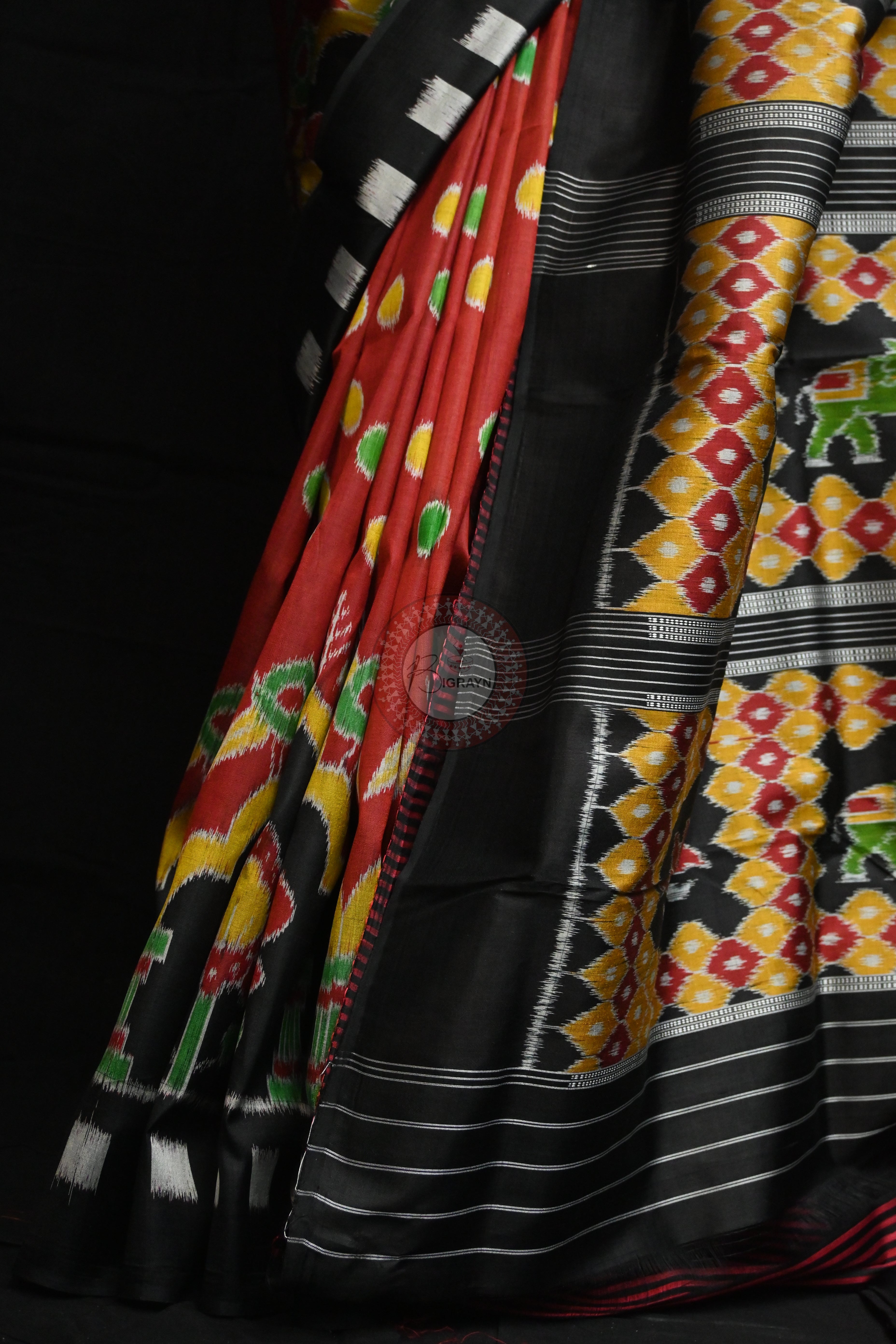 Maroon Polka Dots Flowers Mulberry Silk Saree