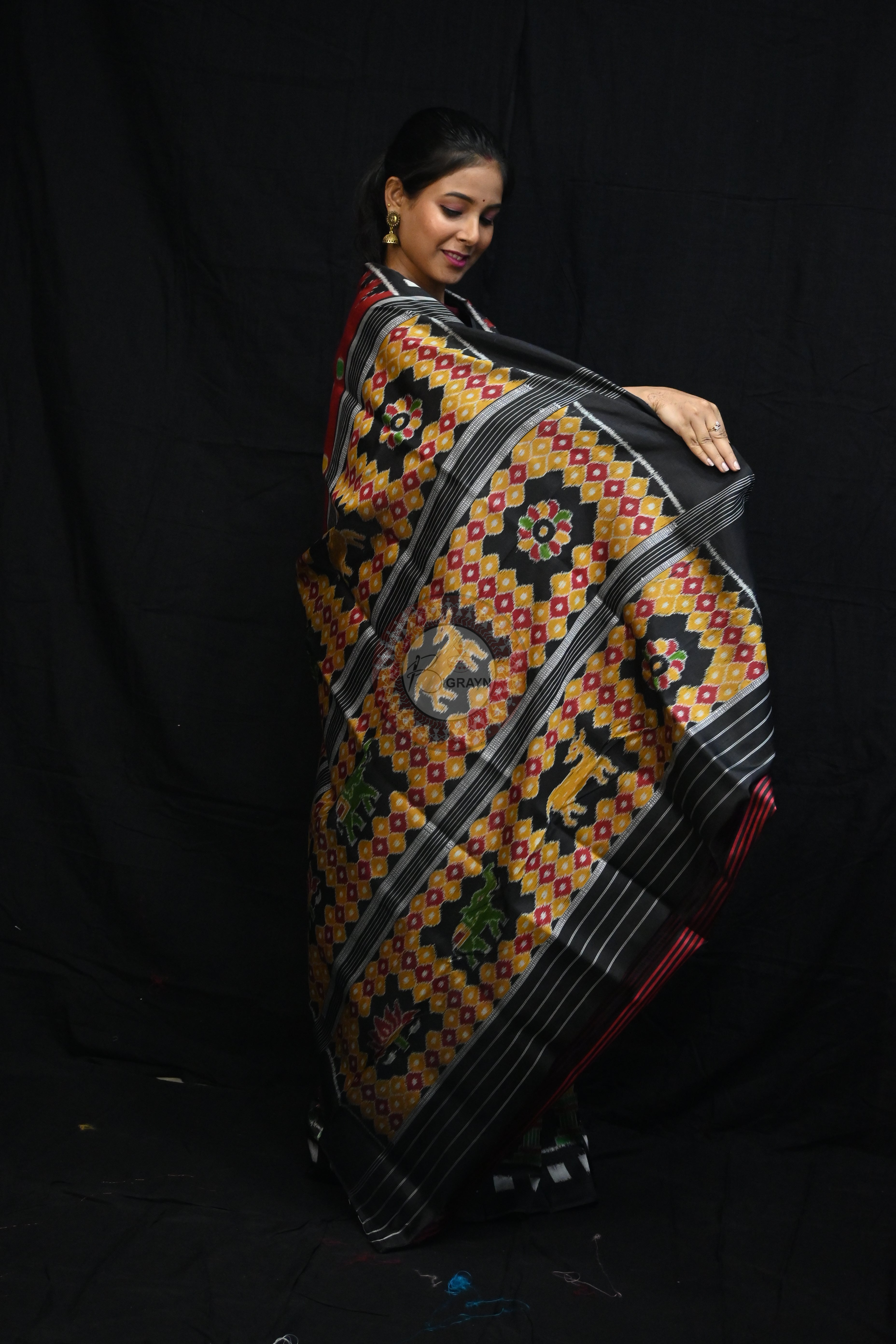 Maroon Polka Dots Flowers Mulberry Silk Saree