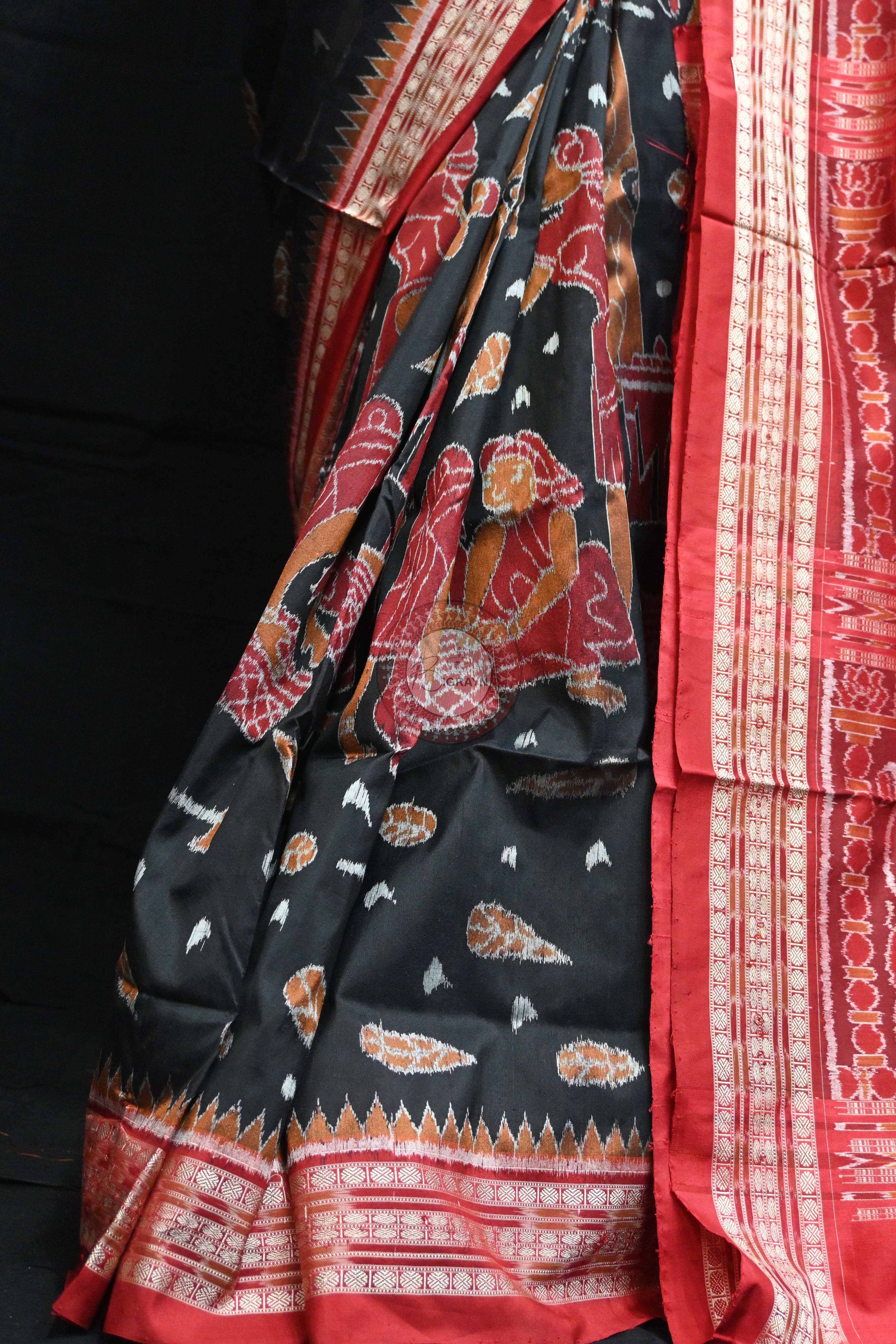 Black Mahula Benta Sambalpuri Silk Saree