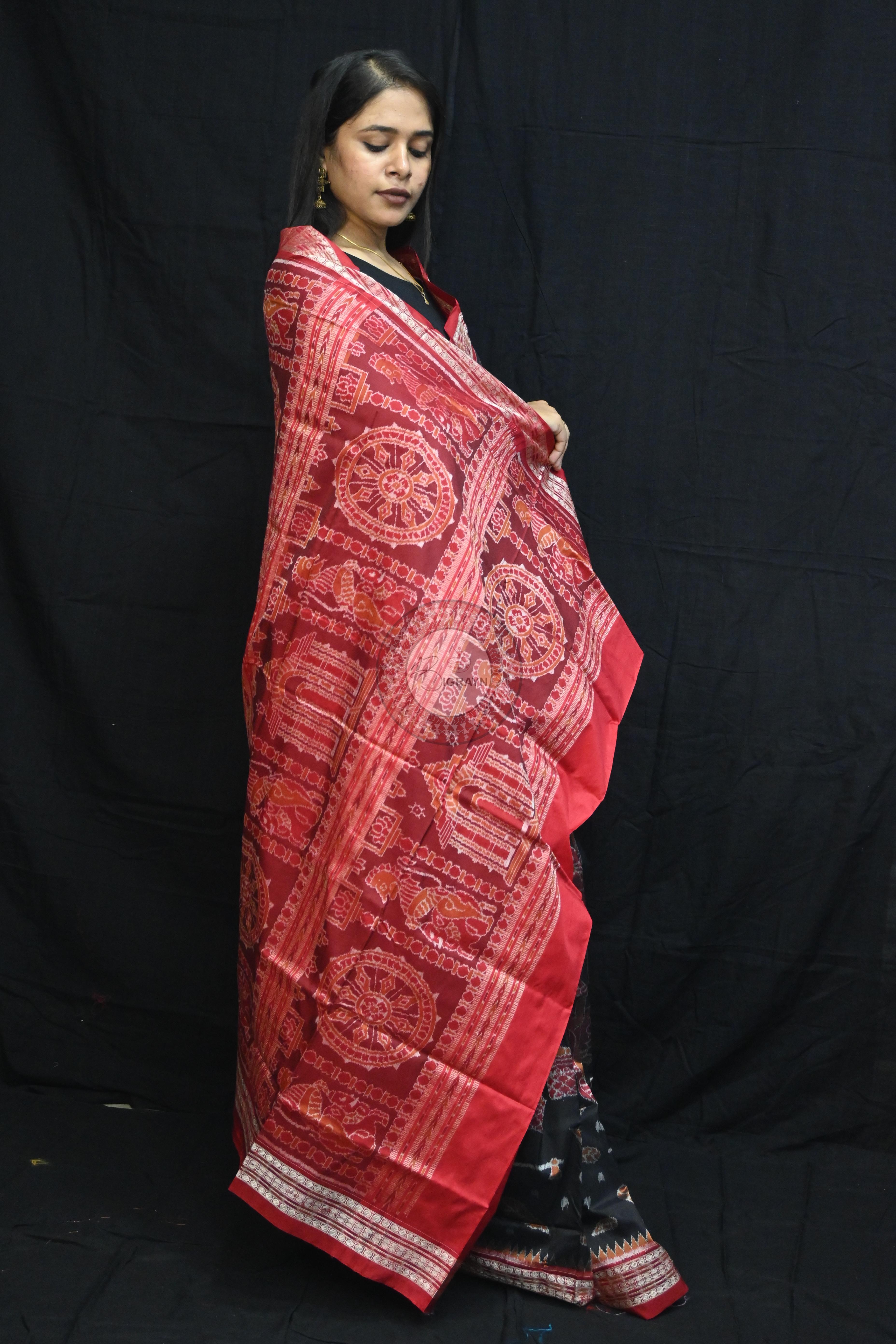 Black Mahula Benta Sambalpuri Silk Saree