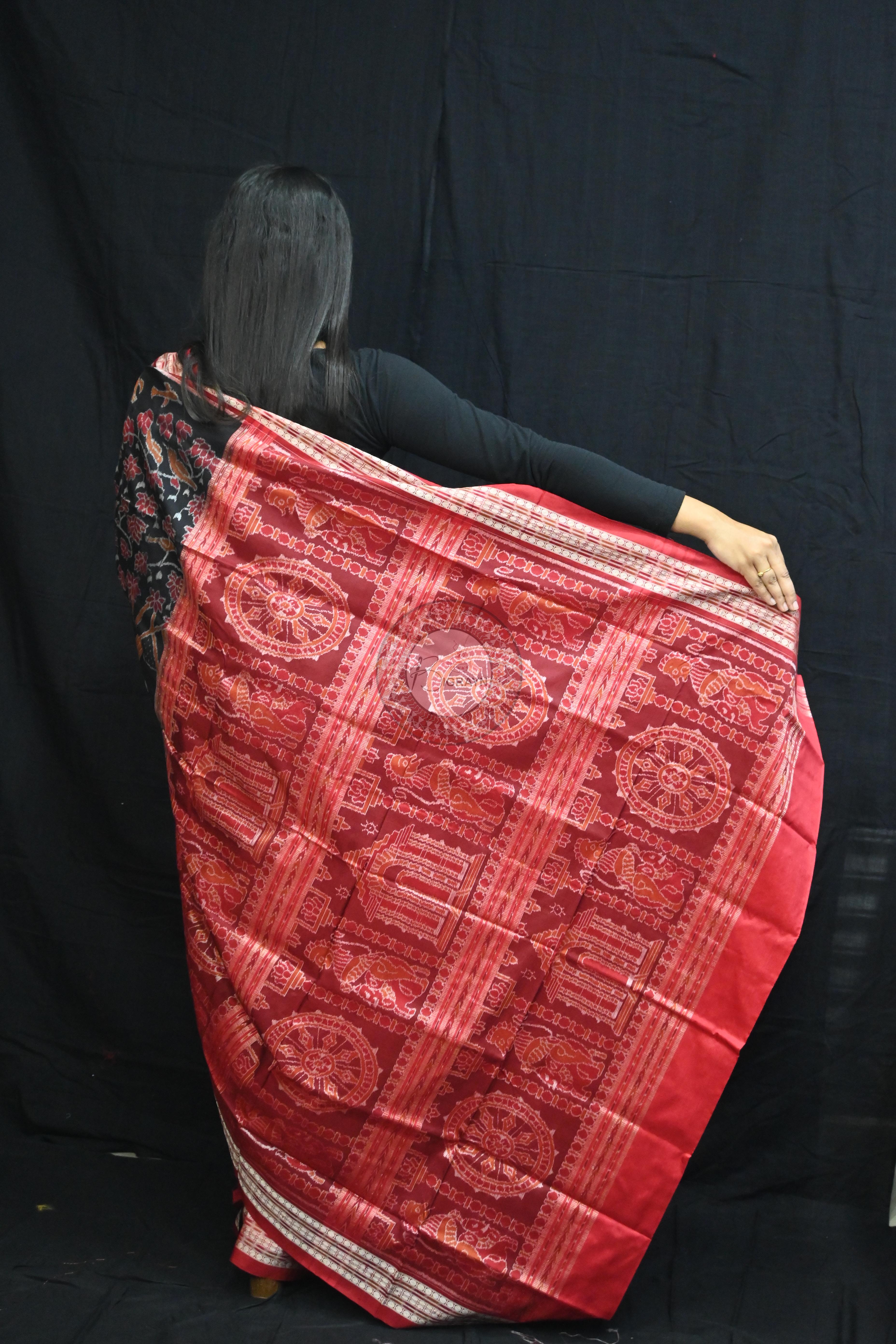 Black Mahula Benta Sambalpuri Silk Saree