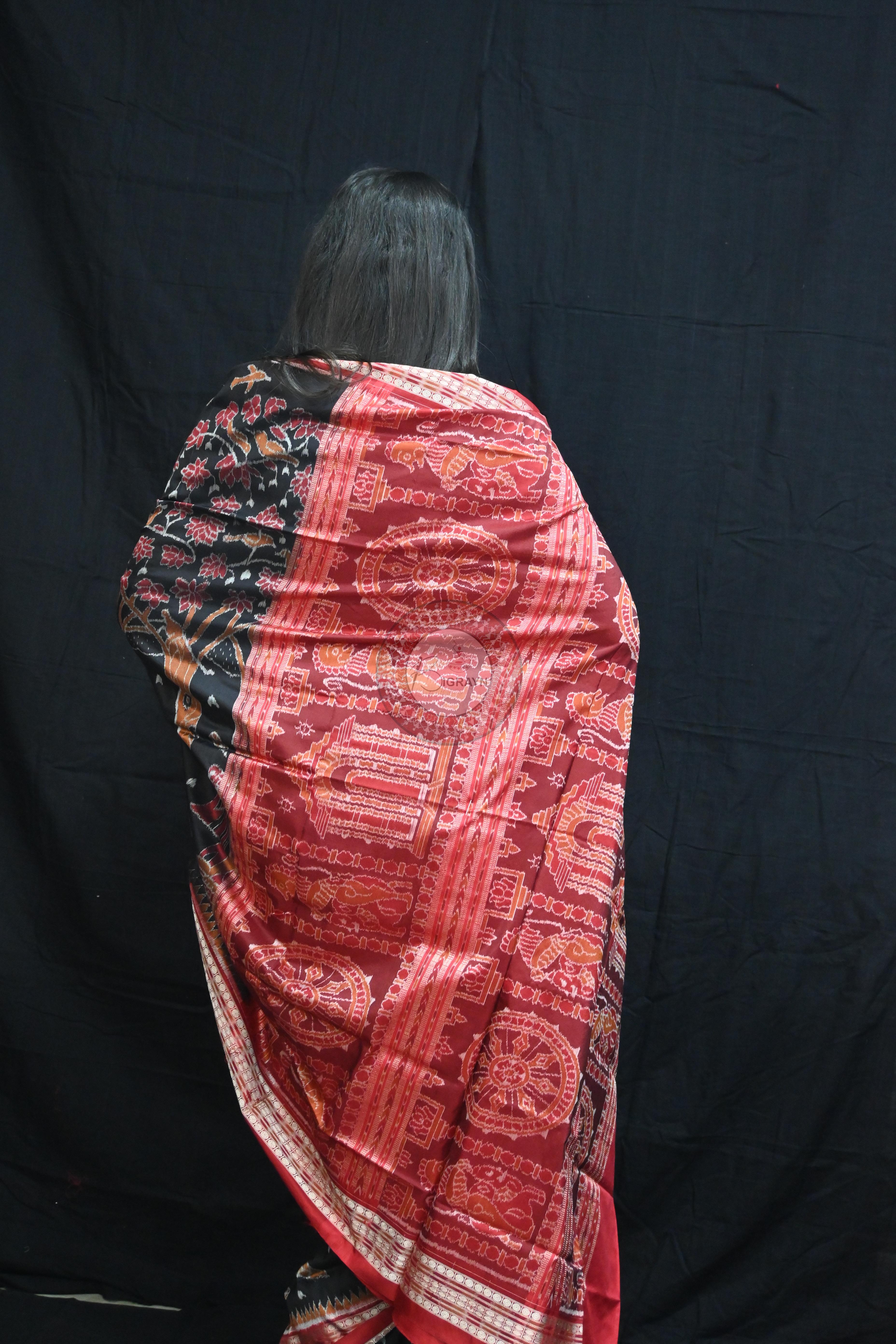 Black Mahula Benta Sambalpuri Silk Saree