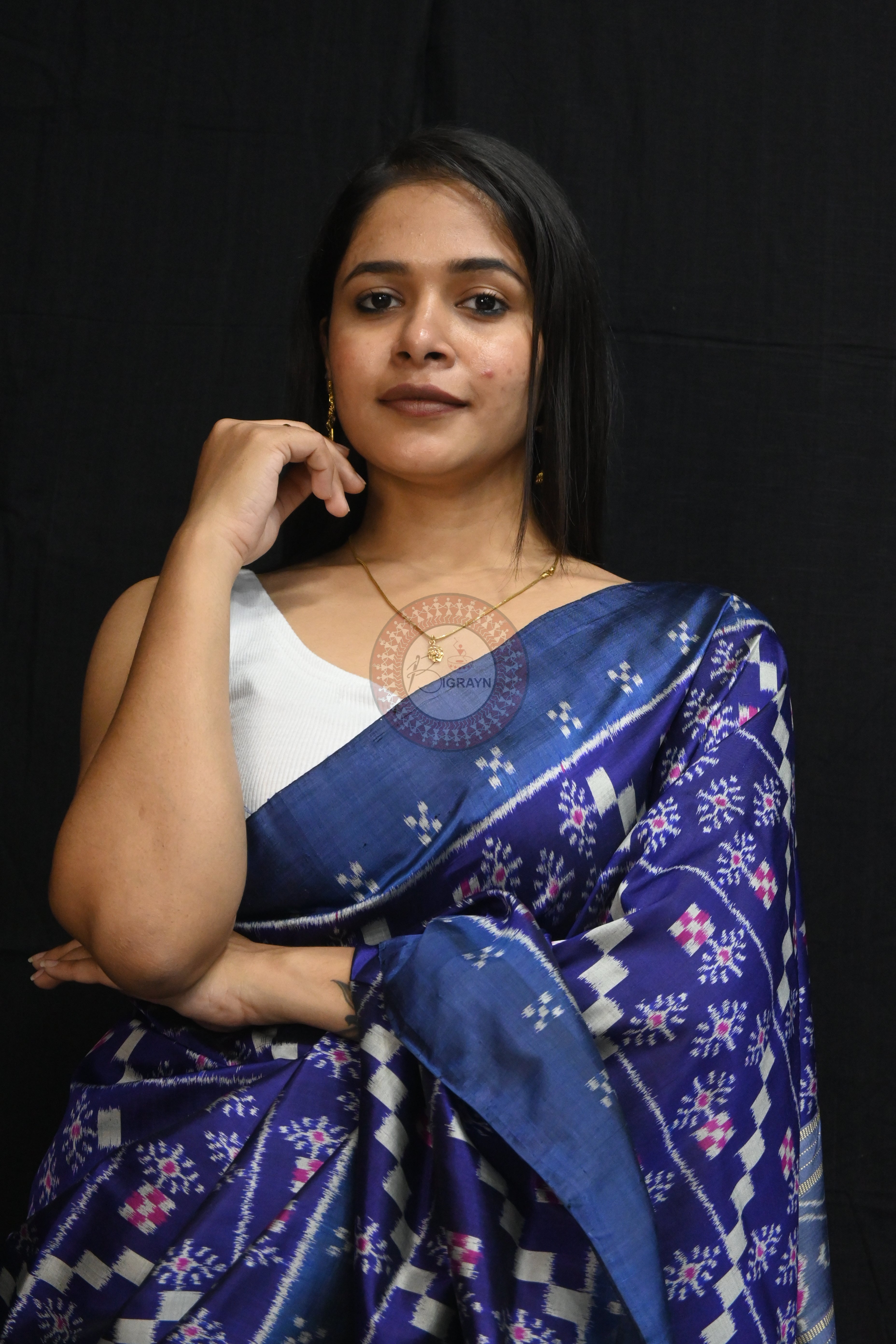 Blue 10D Pasapali Flowers Ducks Lotus Anchal Mulberry Silk Saree