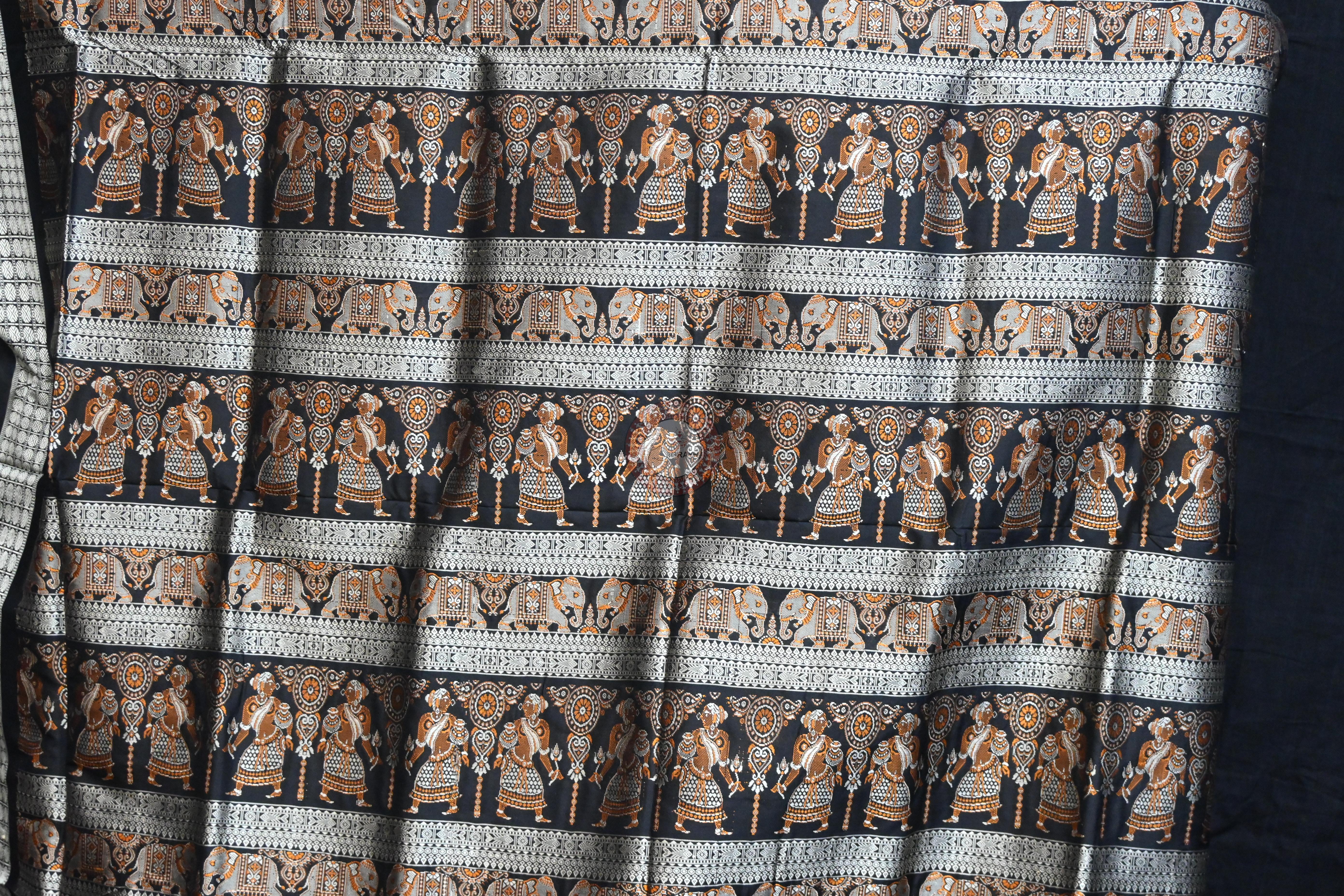 Maroon Black Jhumka Tribals Bomkai Silk Saree