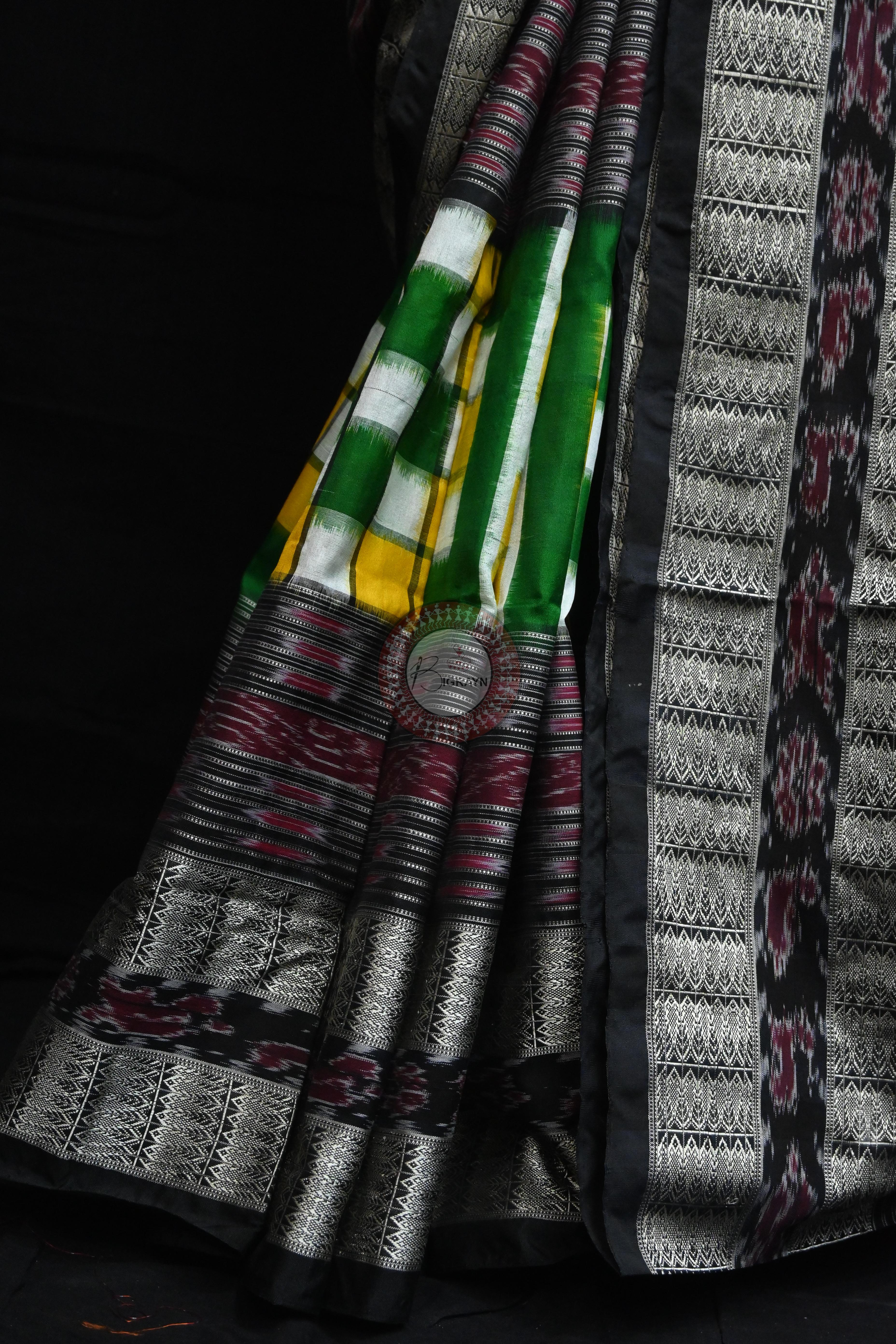 Green Black BichitraPuri Sambalpuri Silk Saree