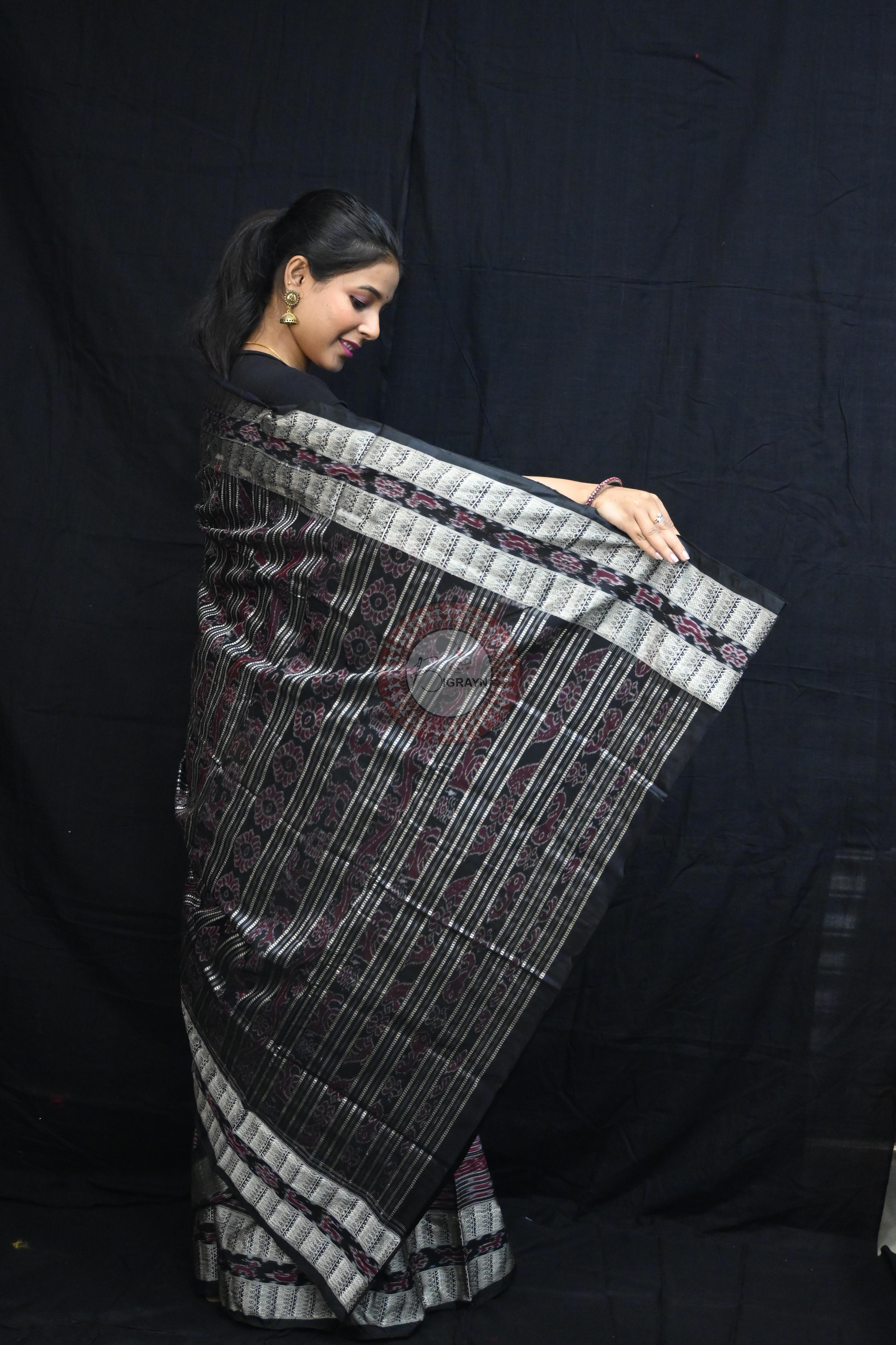 Green Black BichitraPuri Sambalpuri Silk Saree