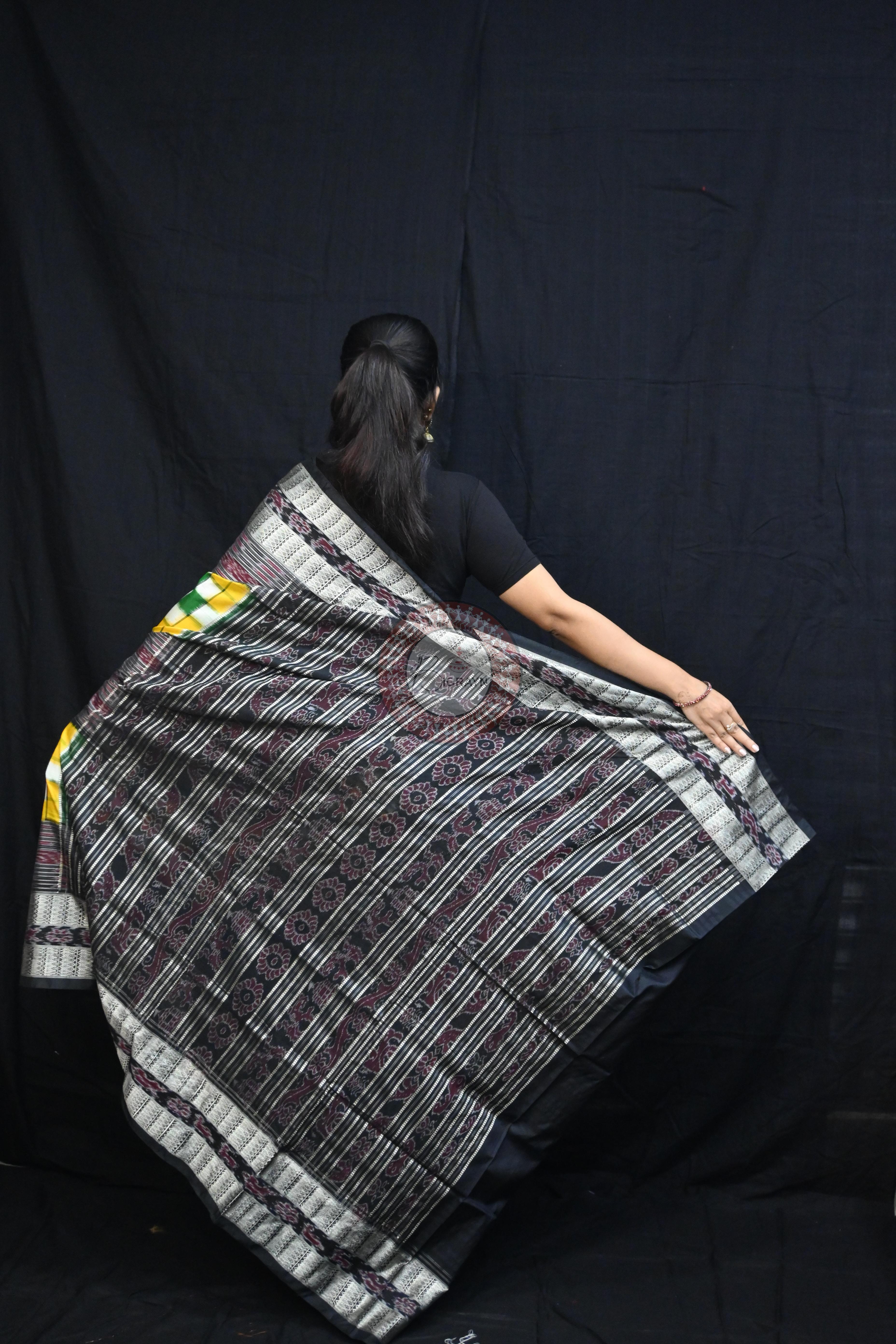 Green Black BichitraPuri Sambalpuri Silk Saree