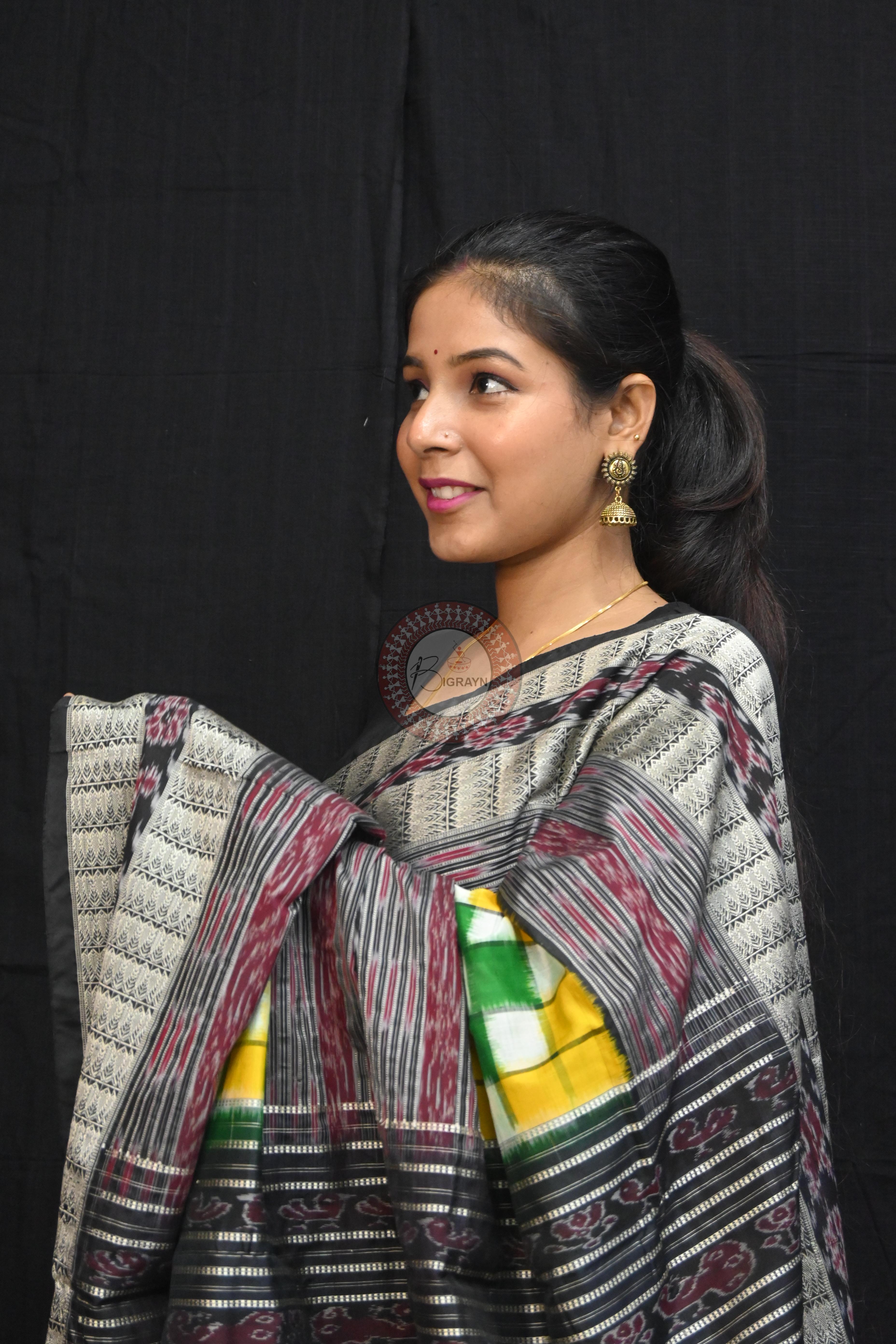 Green Black BichitraPuri Sambalpuri Silk Saree