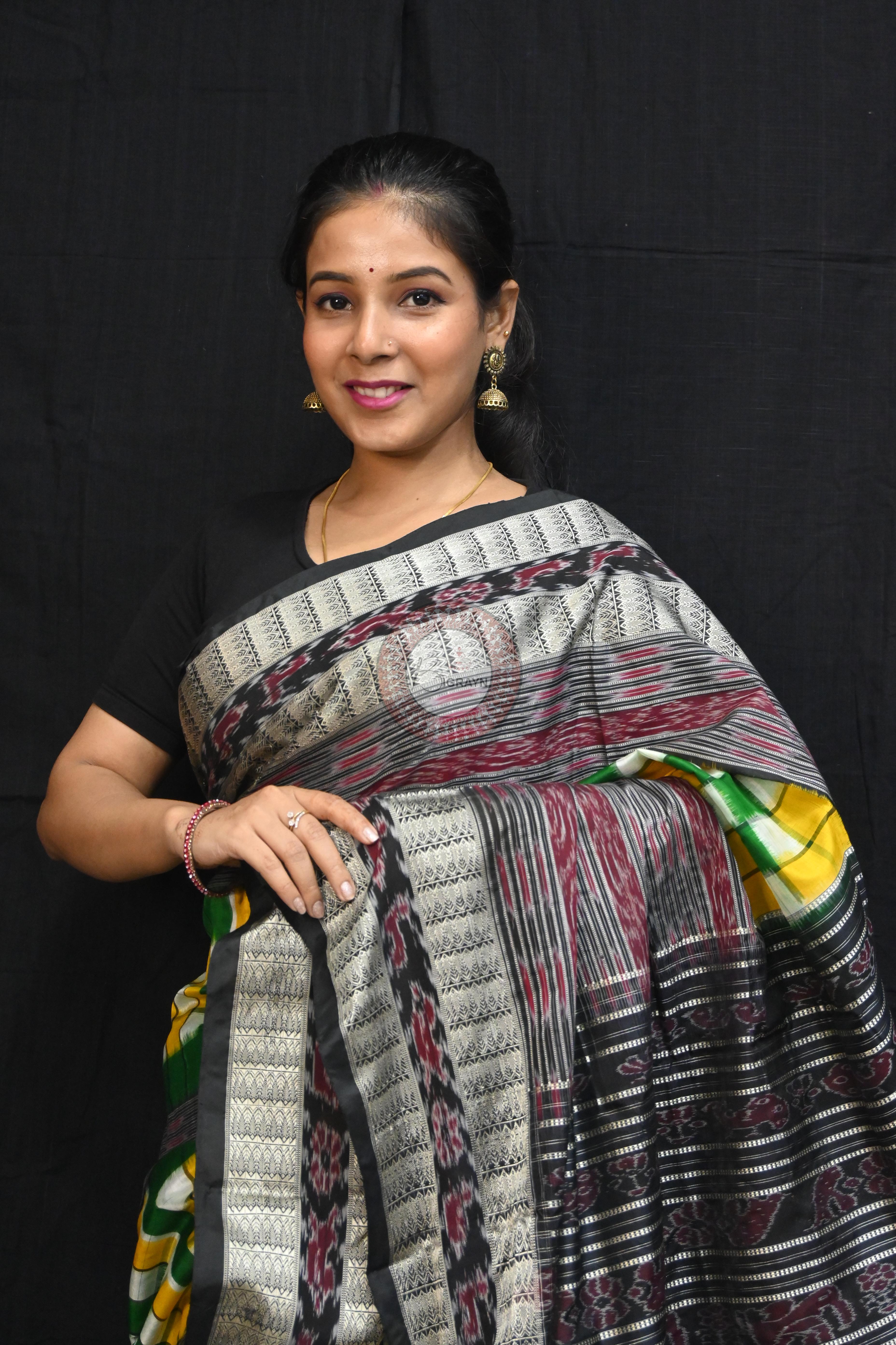 Green Black BichitraPuri Sambalpuri Silk Saree
