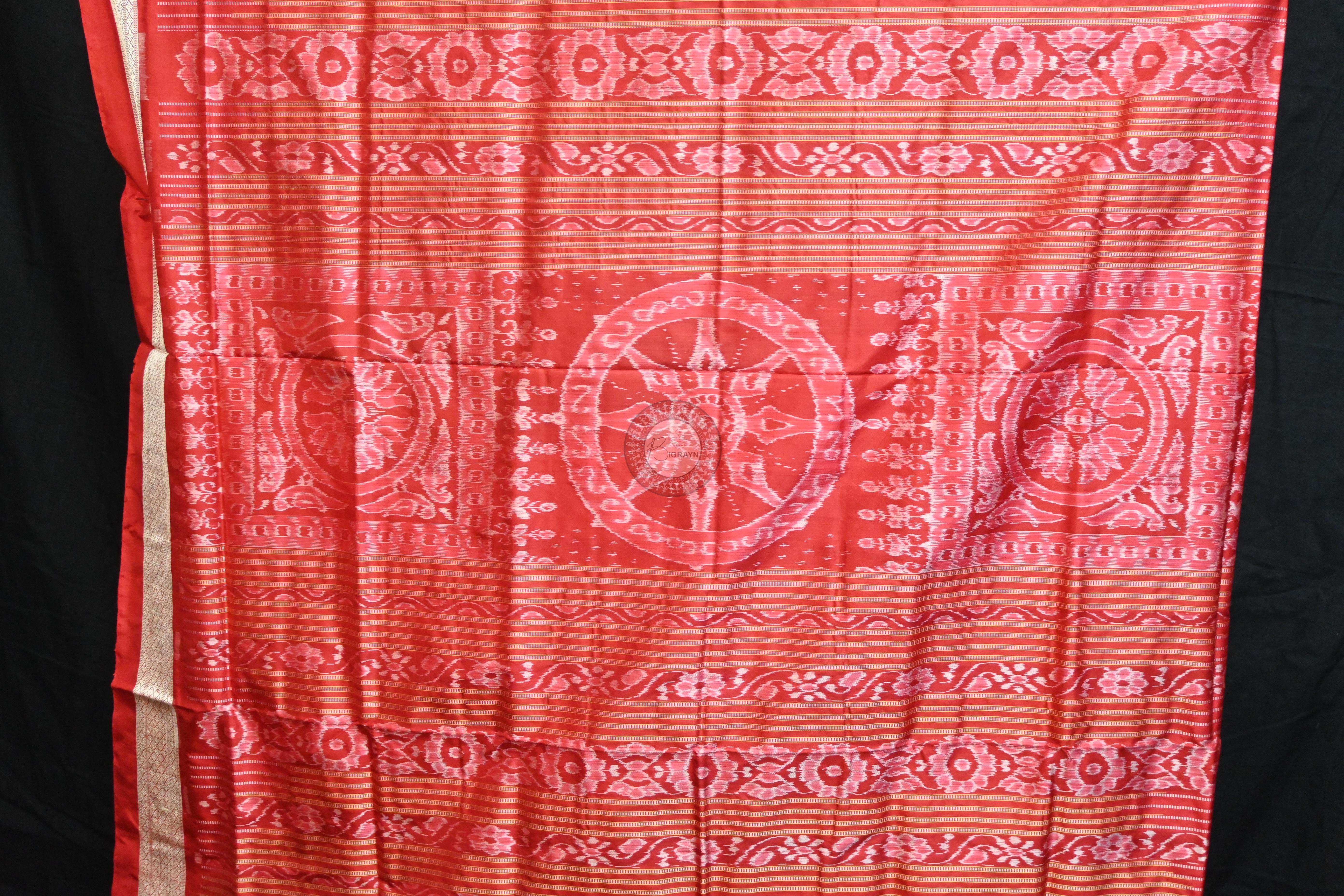 Black Red Trees Tribal Circles Sambalpuri Silk