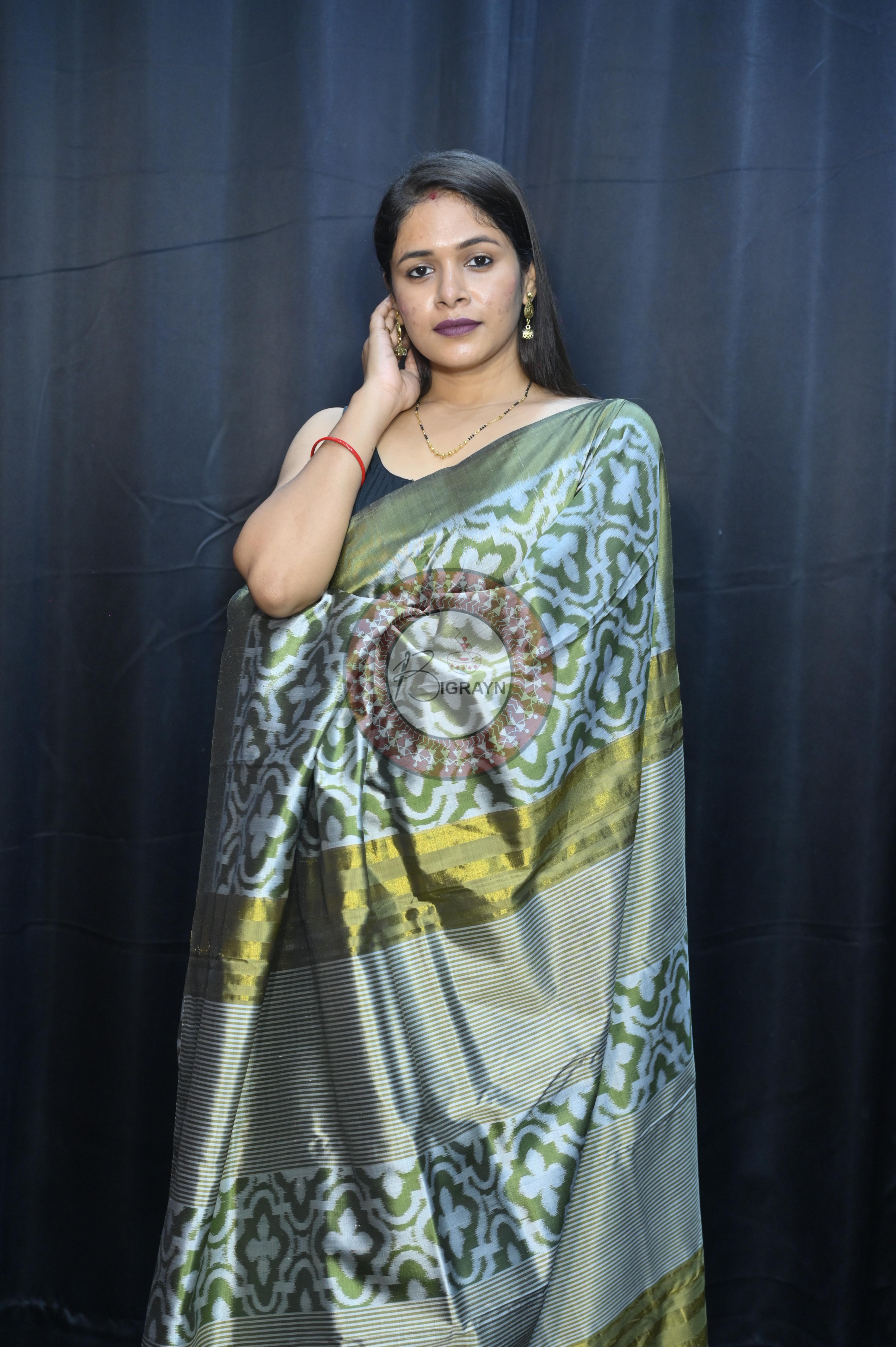 Mehendi Green Madhu Malati Design Mulberry Silk Saree