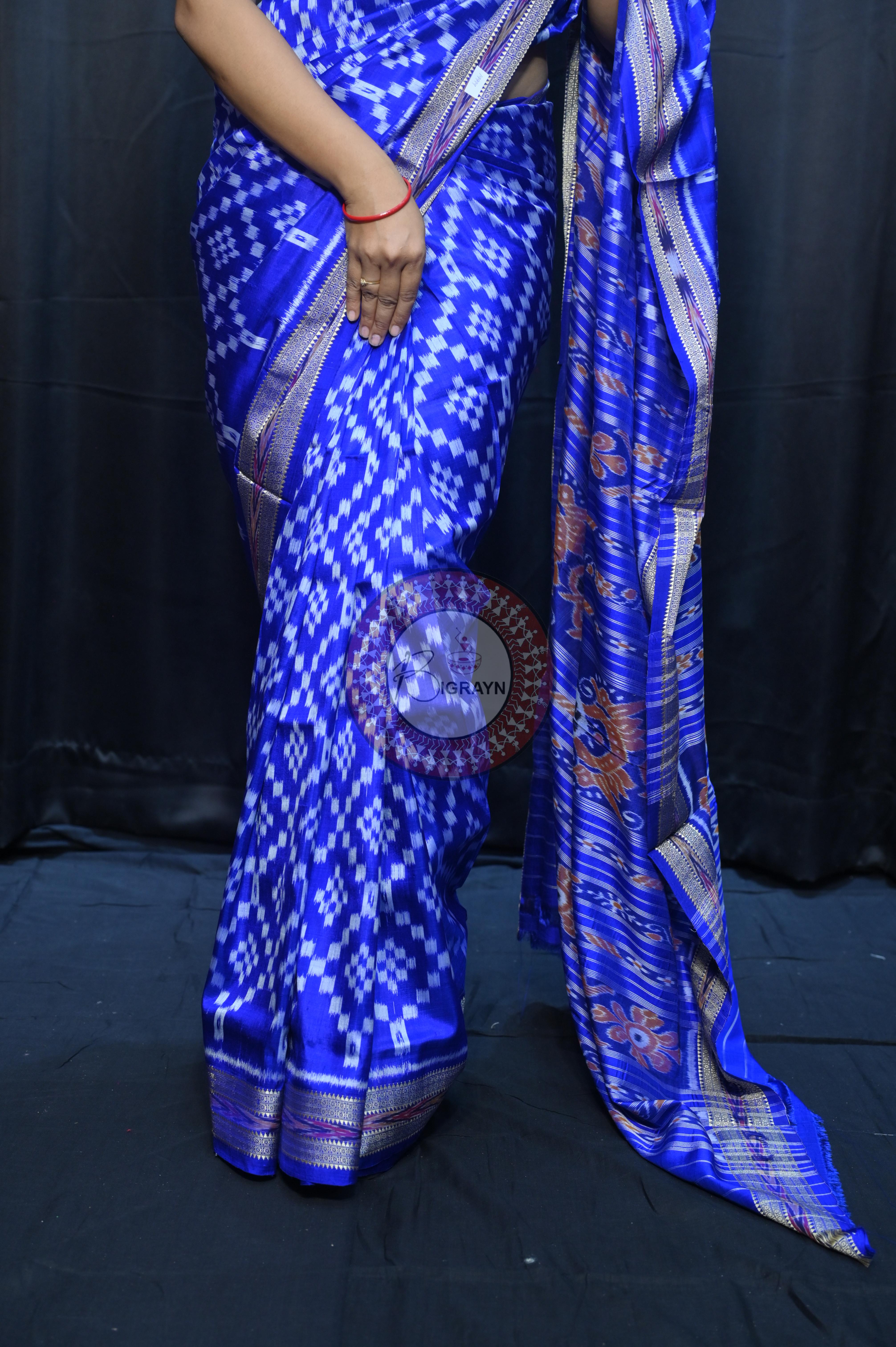 Blue Tarabali Design Khandua Silk Saree