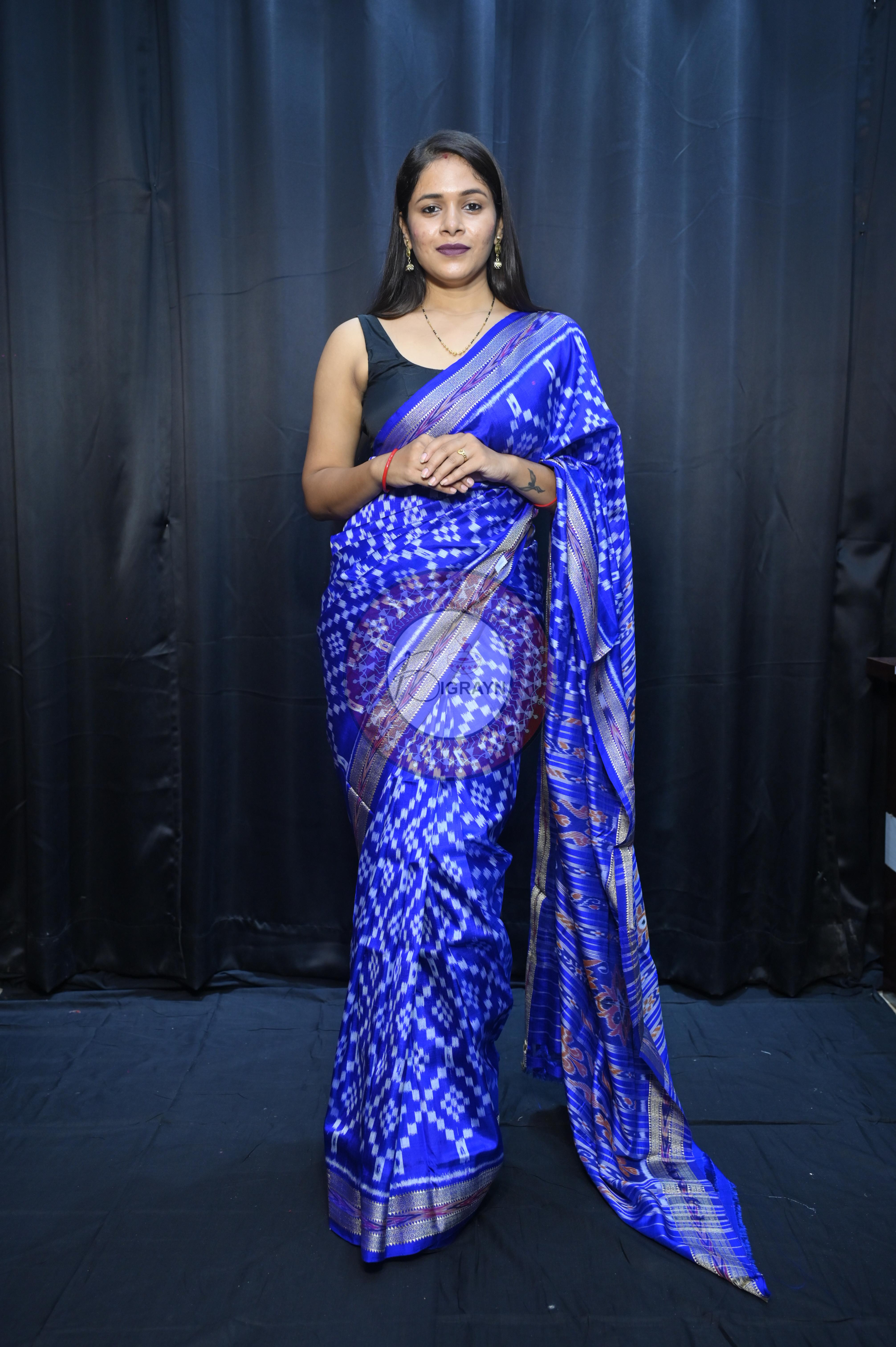 Blue Tarabali Design Khandua Silk Saree