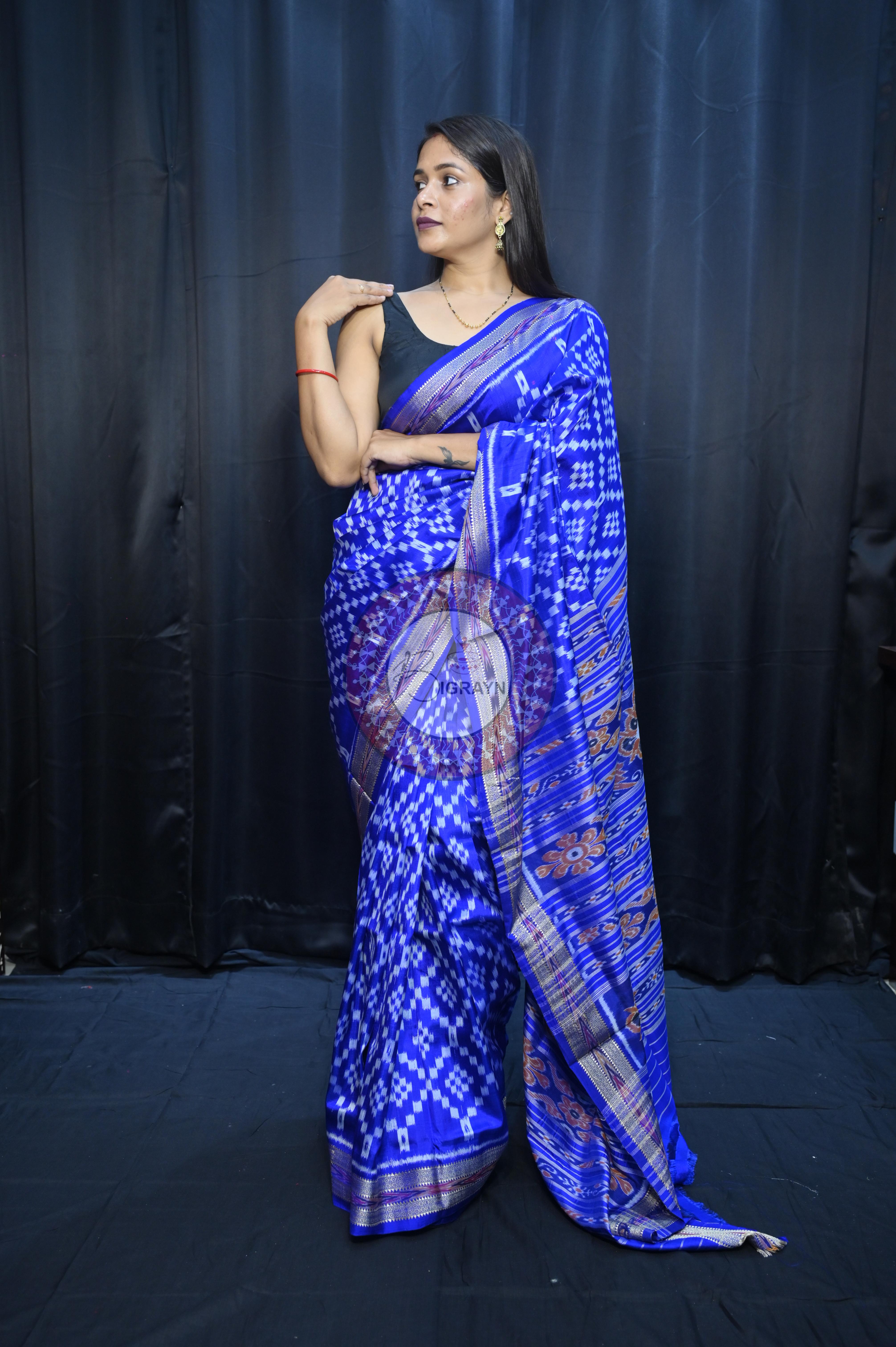 Blue Tarabali Design Khandua Silk Saree