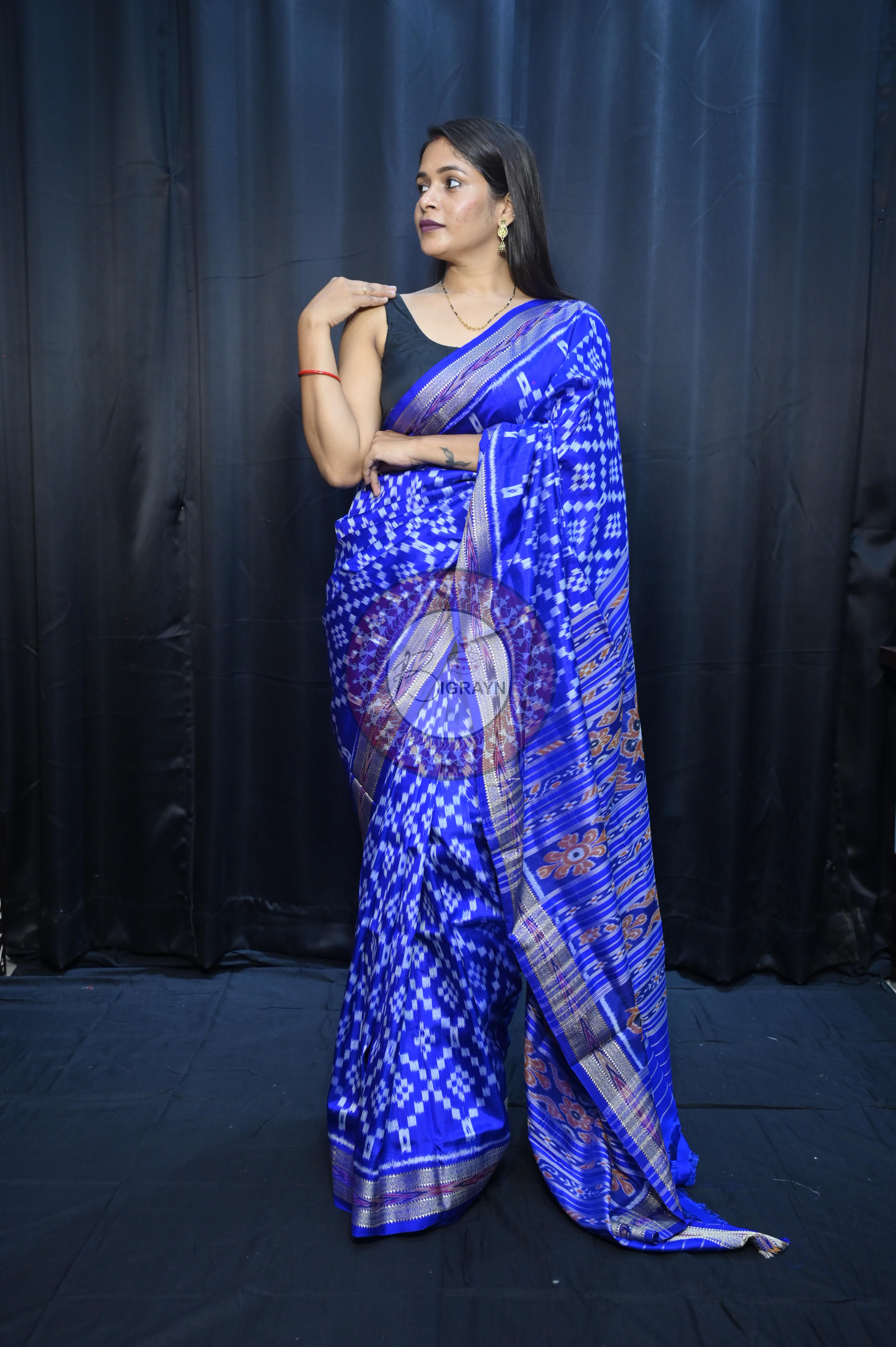 Blue Tarabali Design Khandua Silk Saree