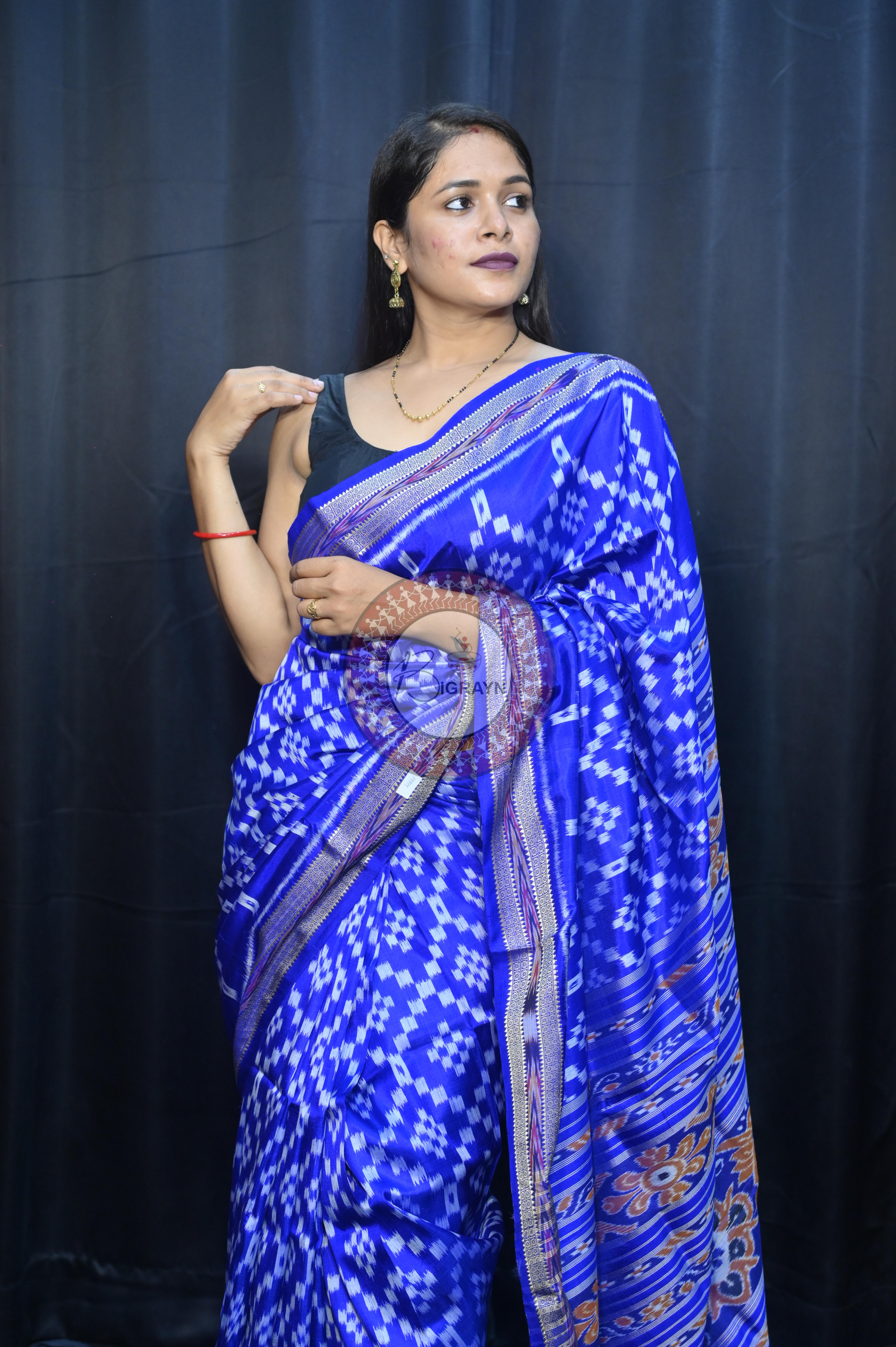 Blue Tarabali Design Khandua Silk Saree