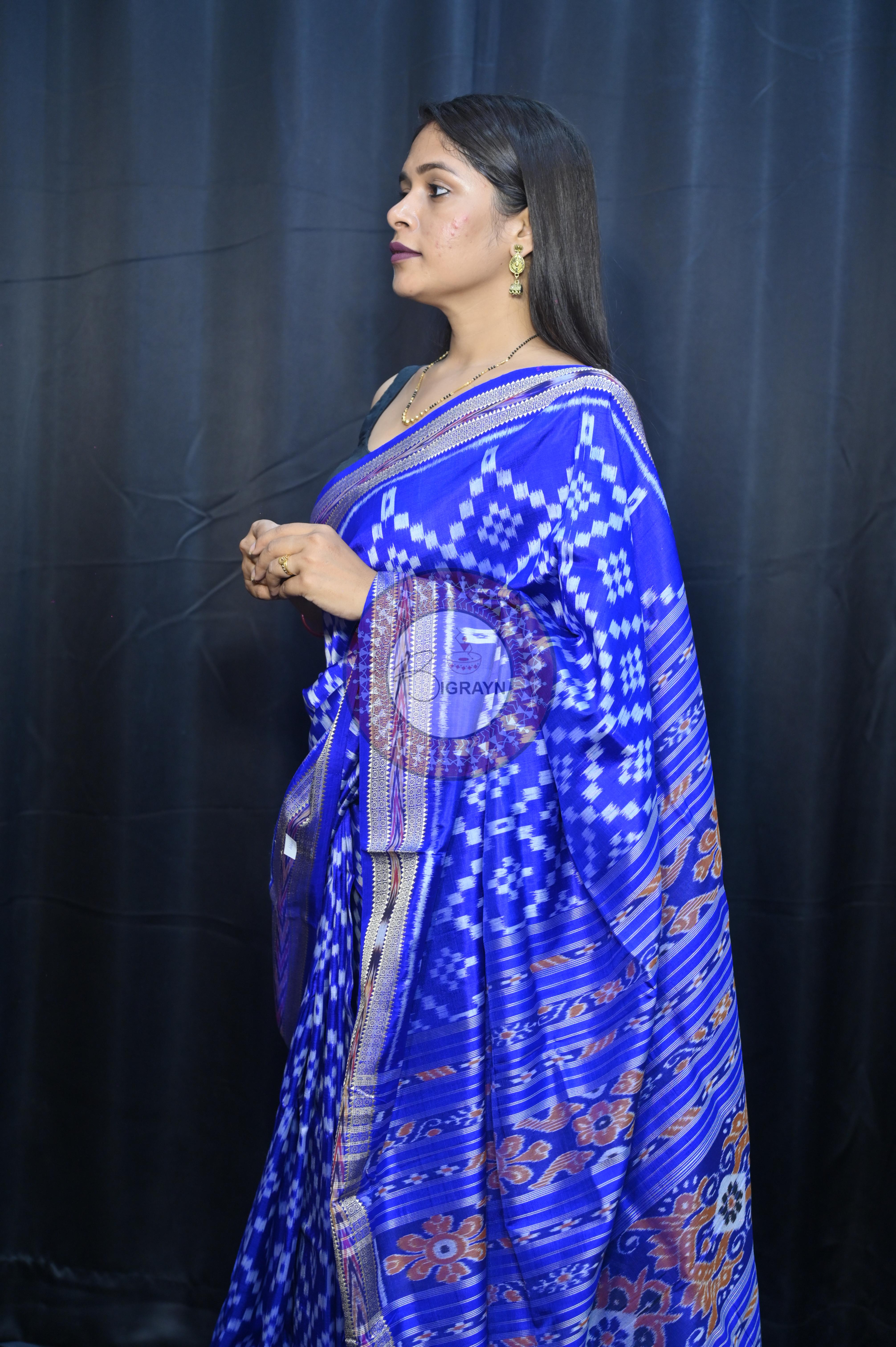Blue Tarabali Design Khandua Silk Saree