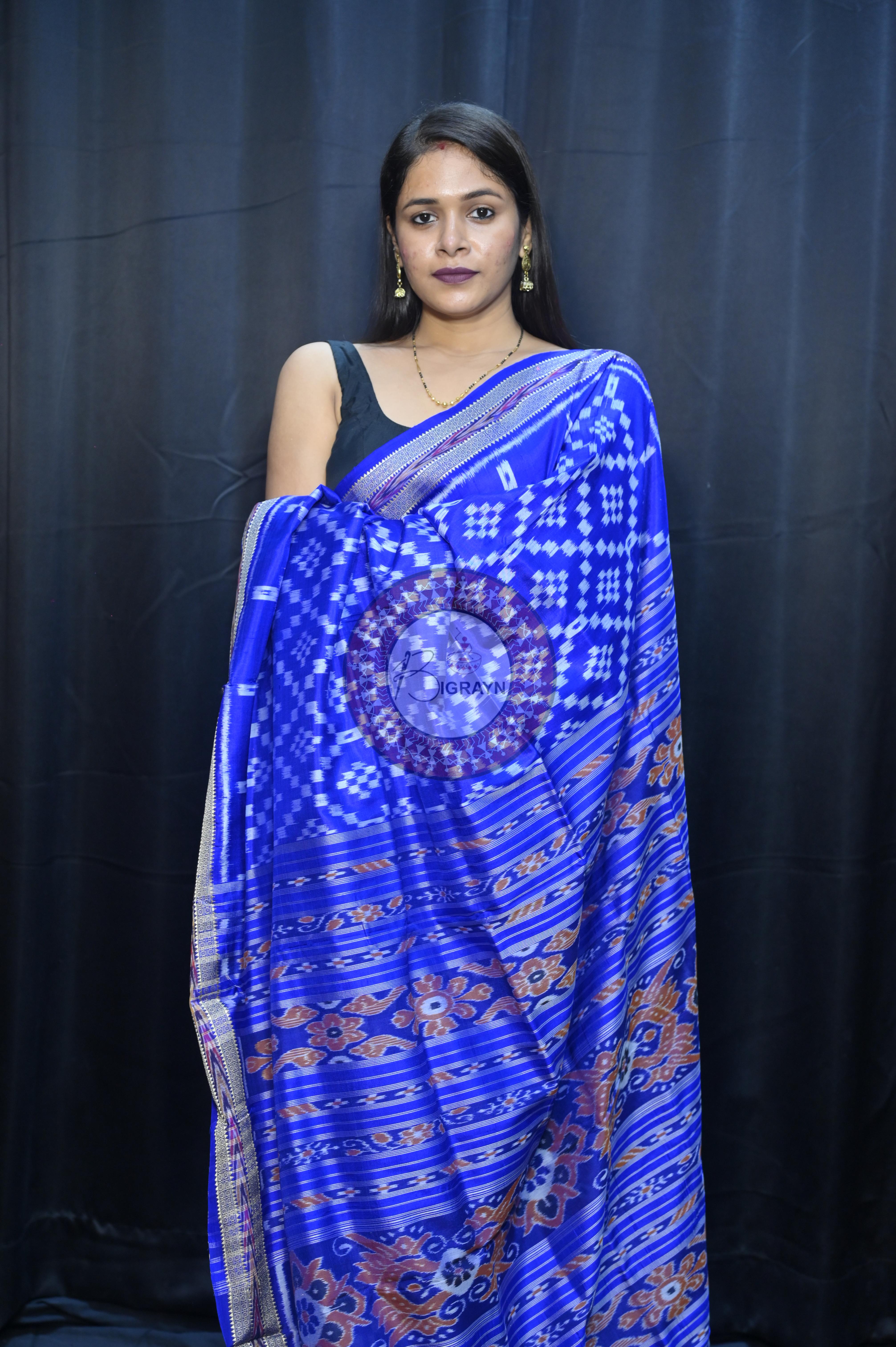 Blue Tarabali Design Khandua Silk Saree