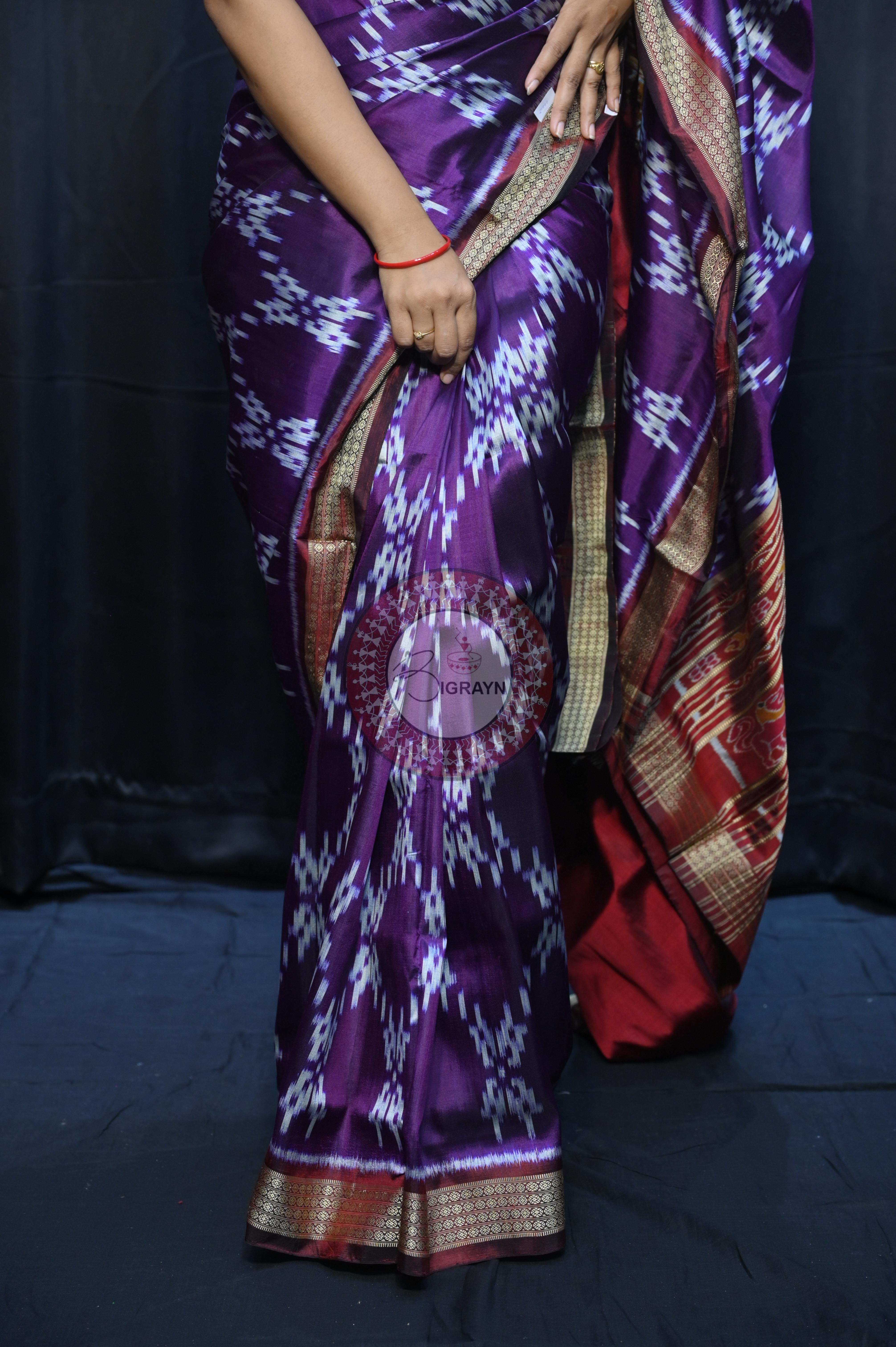 Purple Maroon Pasapali Design Mulberry Silk Saree