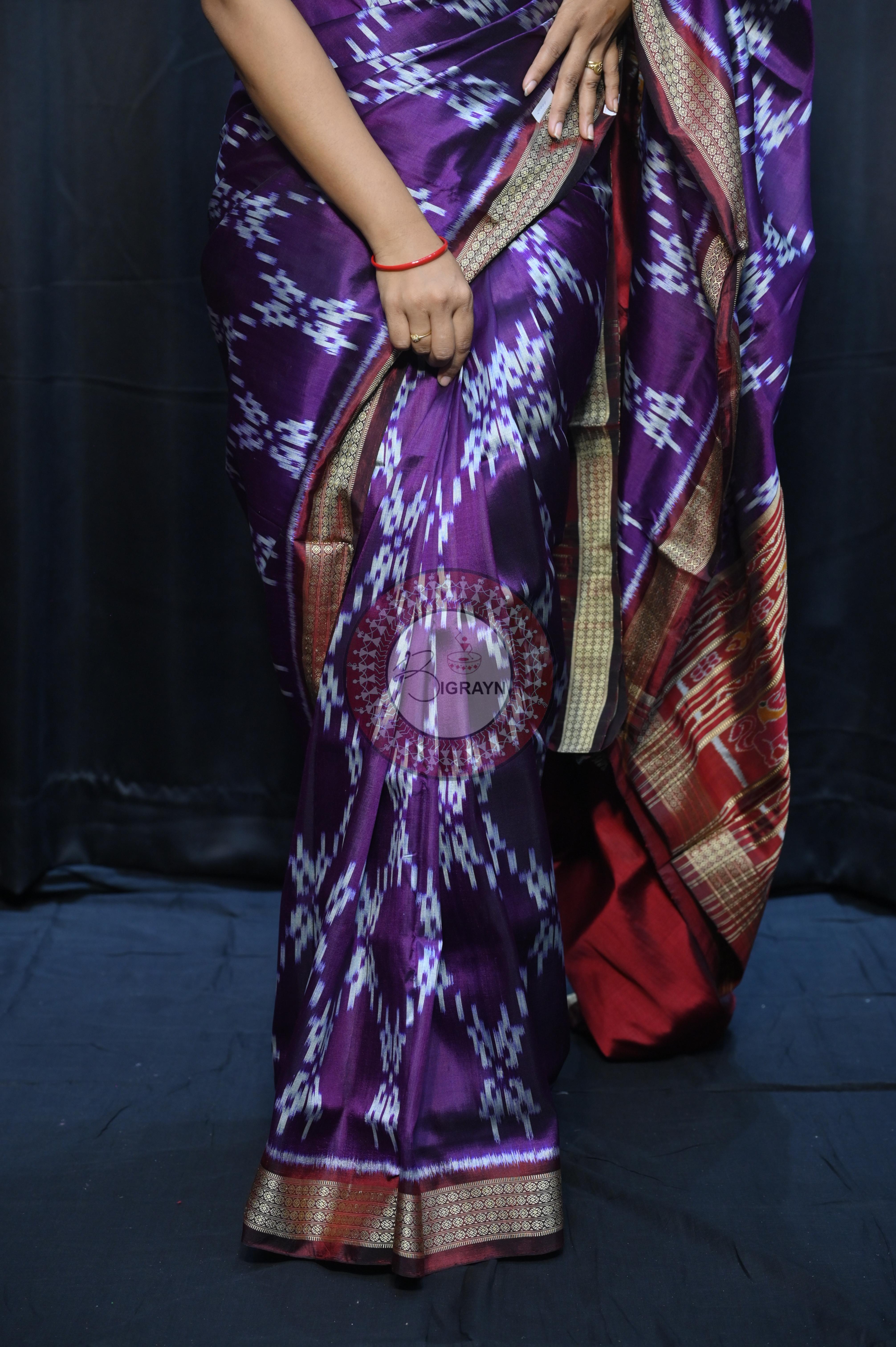 Purple Maroon Pasapali Design Mulberry Silk Saree