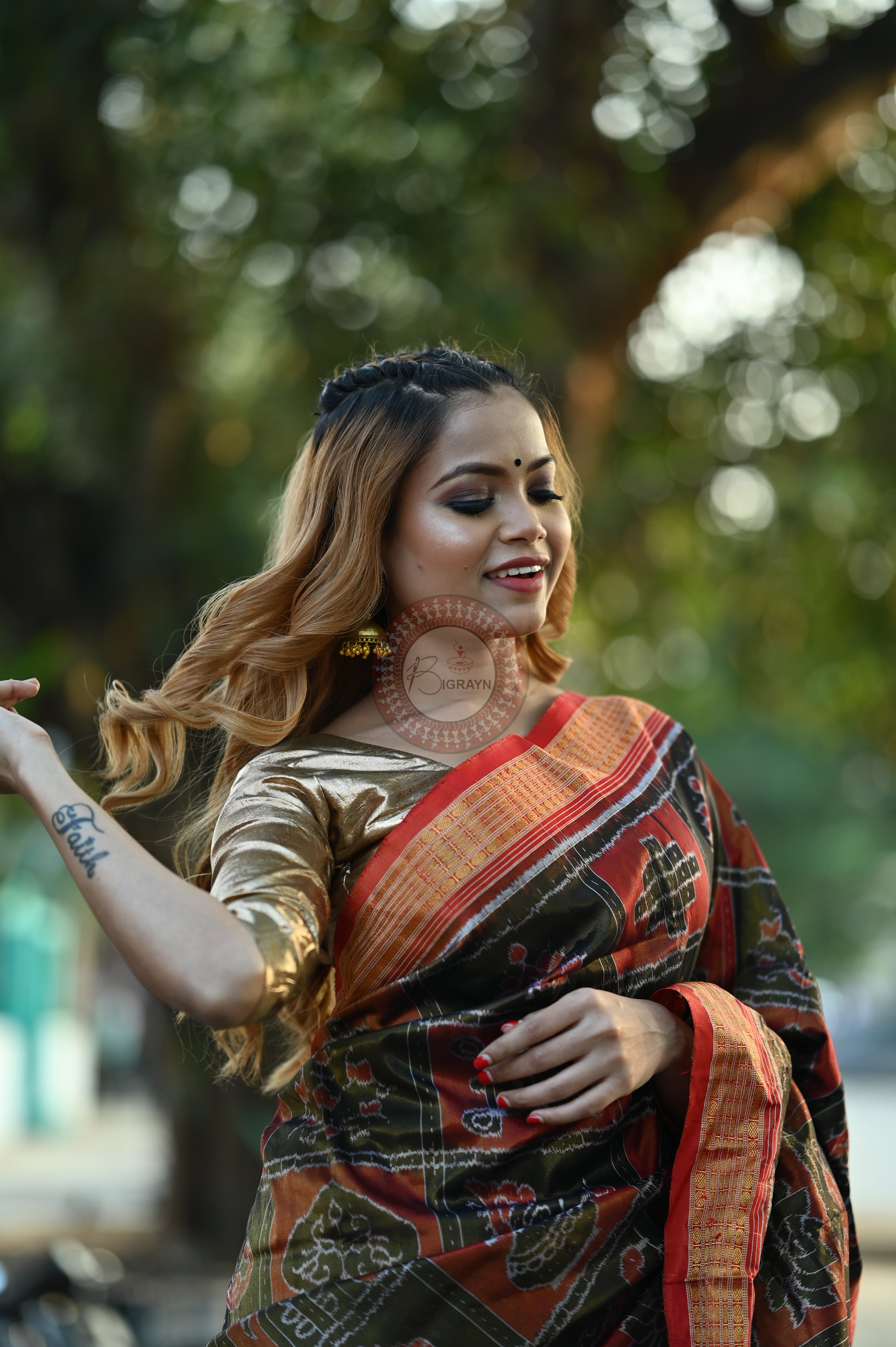 "Odisha Handloom Tissue Silk Saree with shimmering texture, elegant zari border, and lightweight drape, handcrafted by artisans"