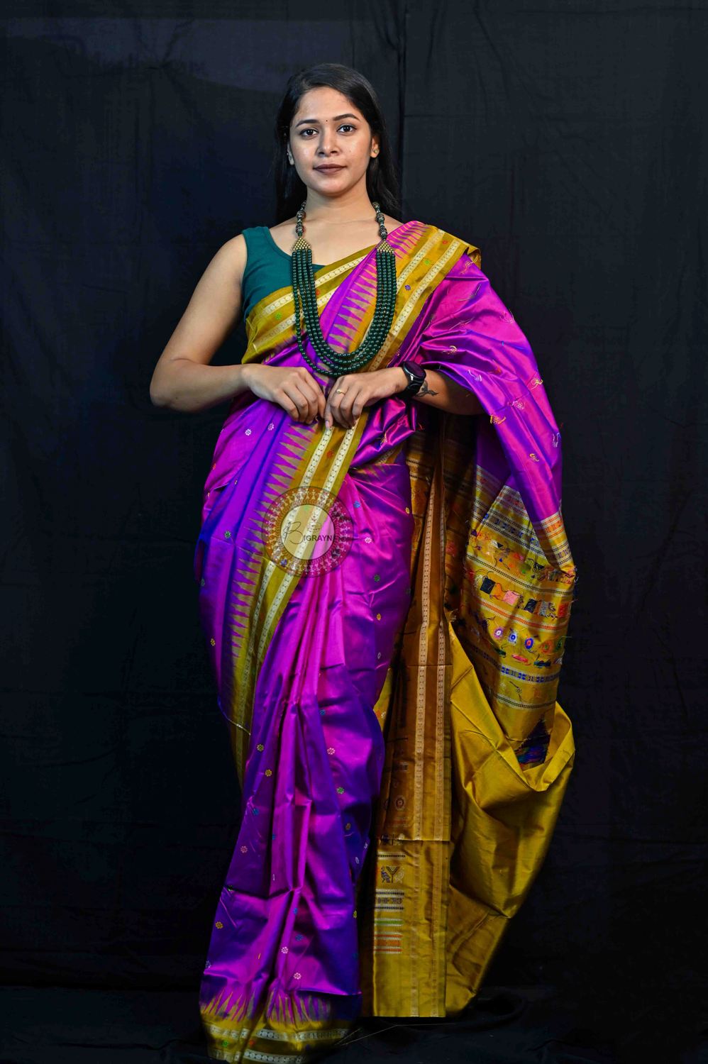 Purple Mustard Dolabedi Silk Saree