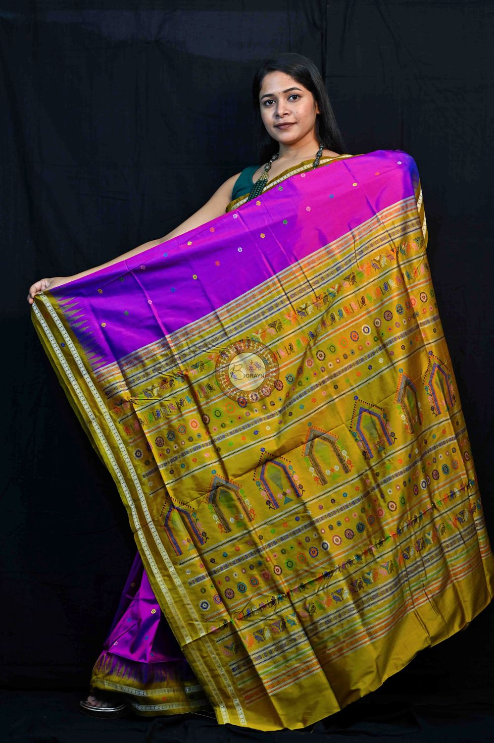 Purple Mustard Dolabedi Silk Saree