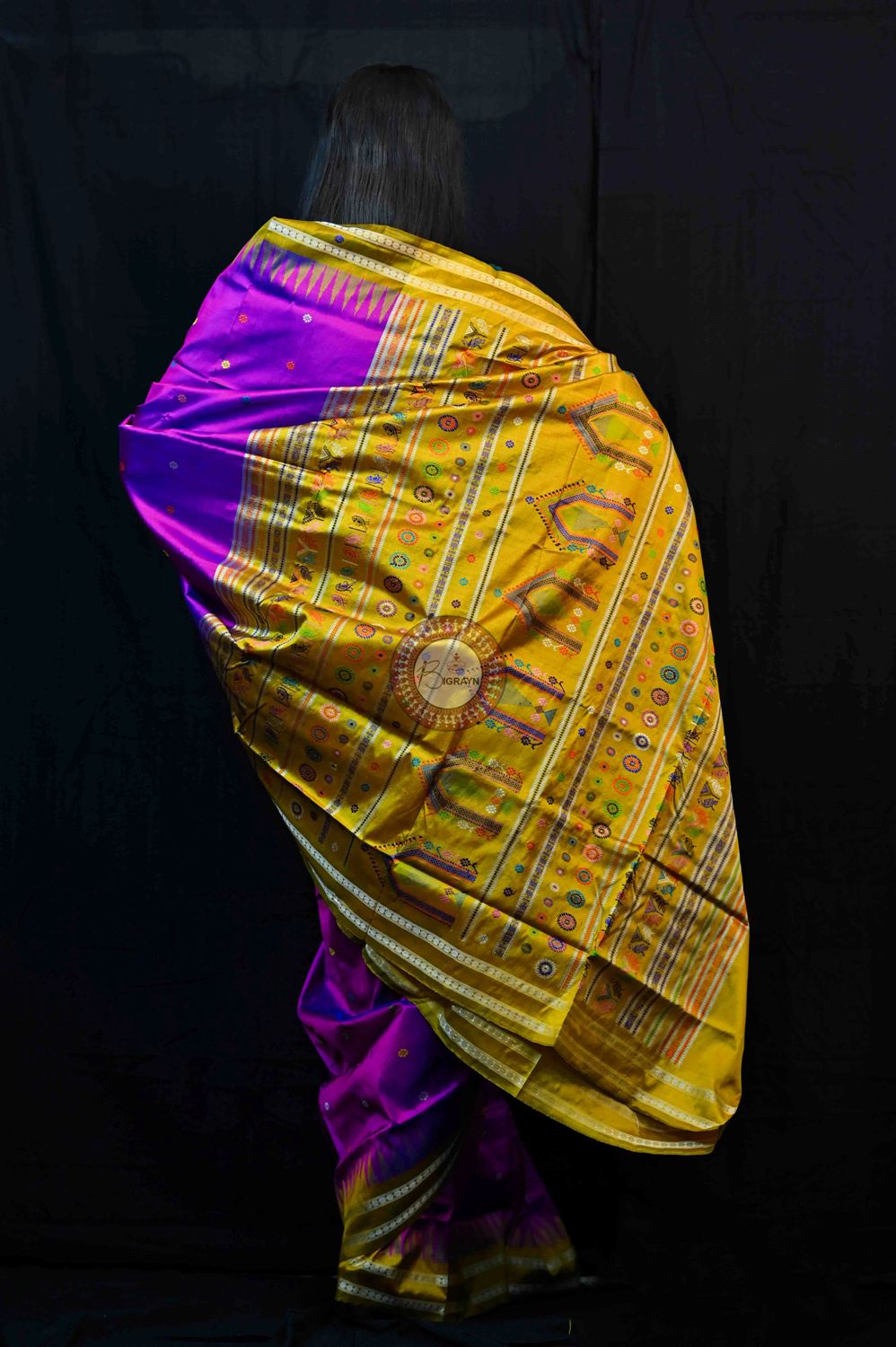 Purple Mustard Dolabedi Silk Saree
