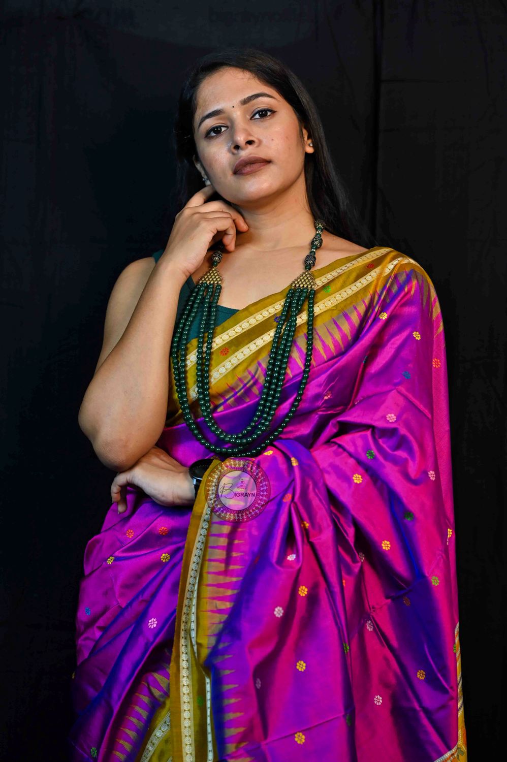 Purple Mustard Dolabedi Silk Saree