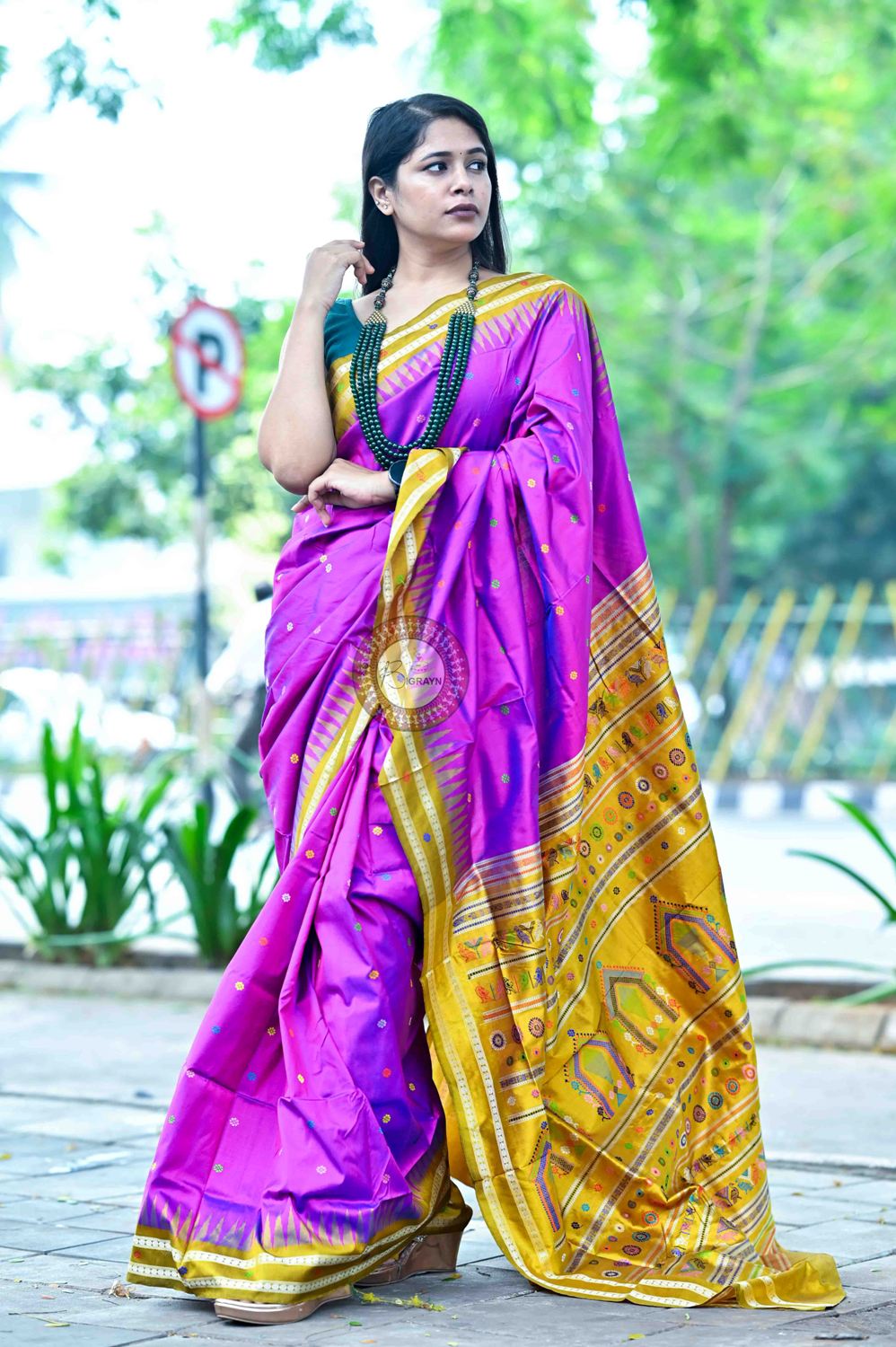 Purple Mustard Dolabedi Silk Saree