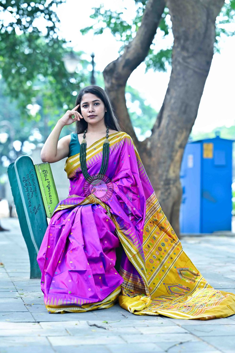 Purple Mustard Dolabedi Silk Saree